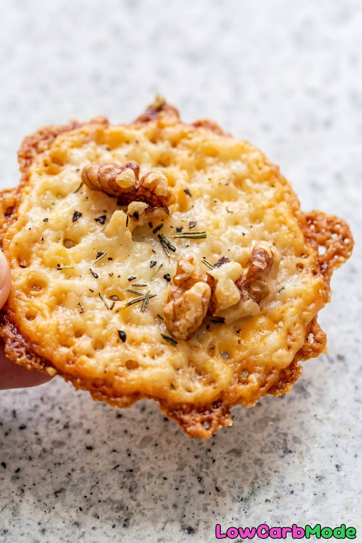 Warm keto crispy cheese and walnut bites