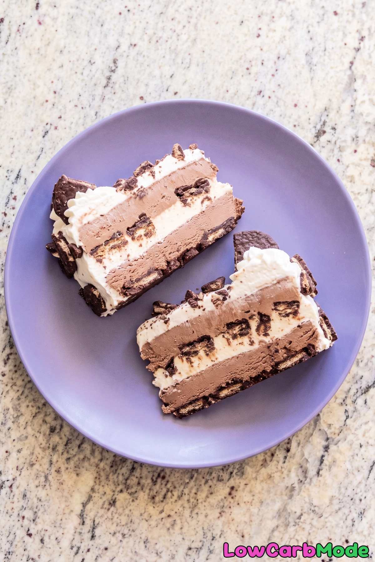 Cold keto crunchy chocolate ice cream cake