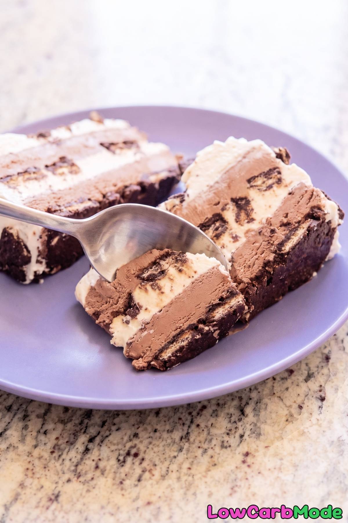 Frozen keto chocolate ice cream cake