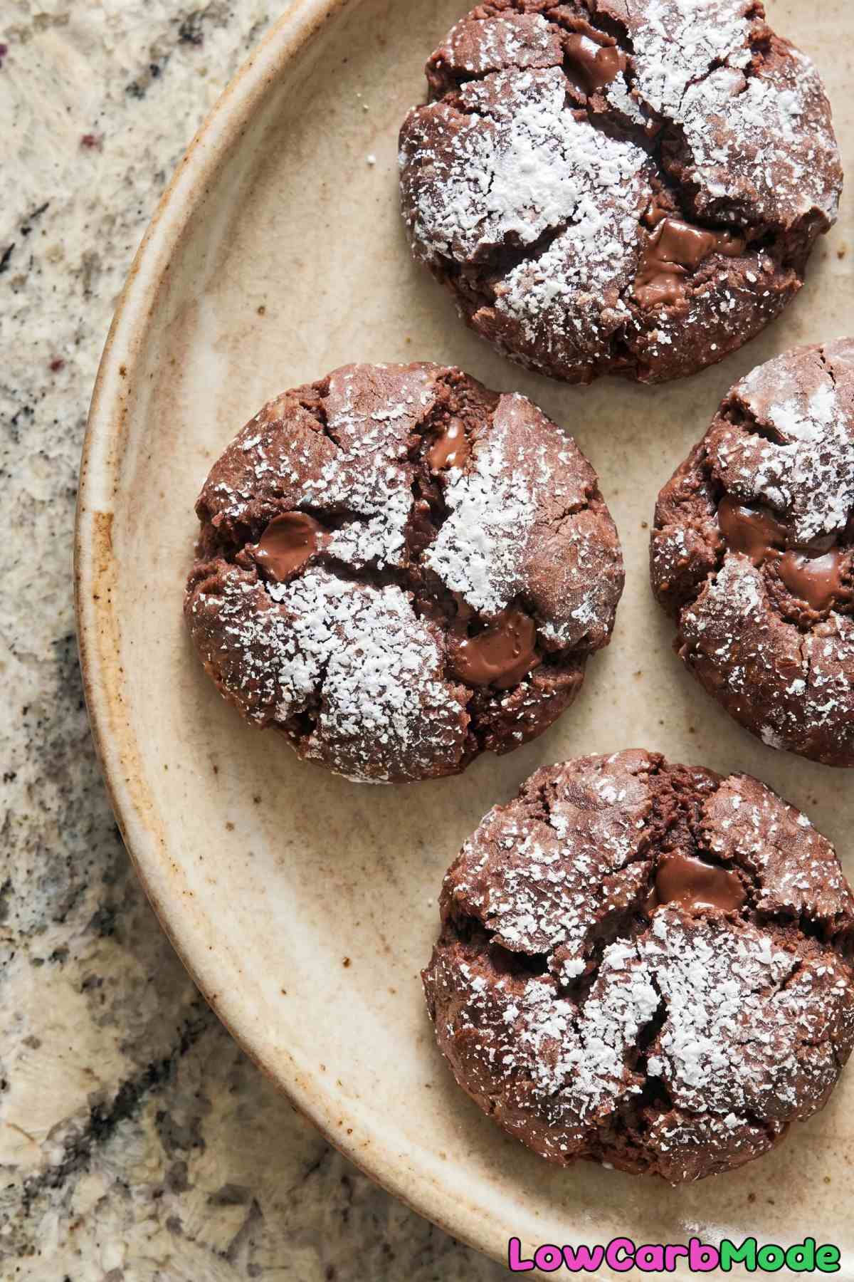 Decadent keto double chocolate crinkle cookies