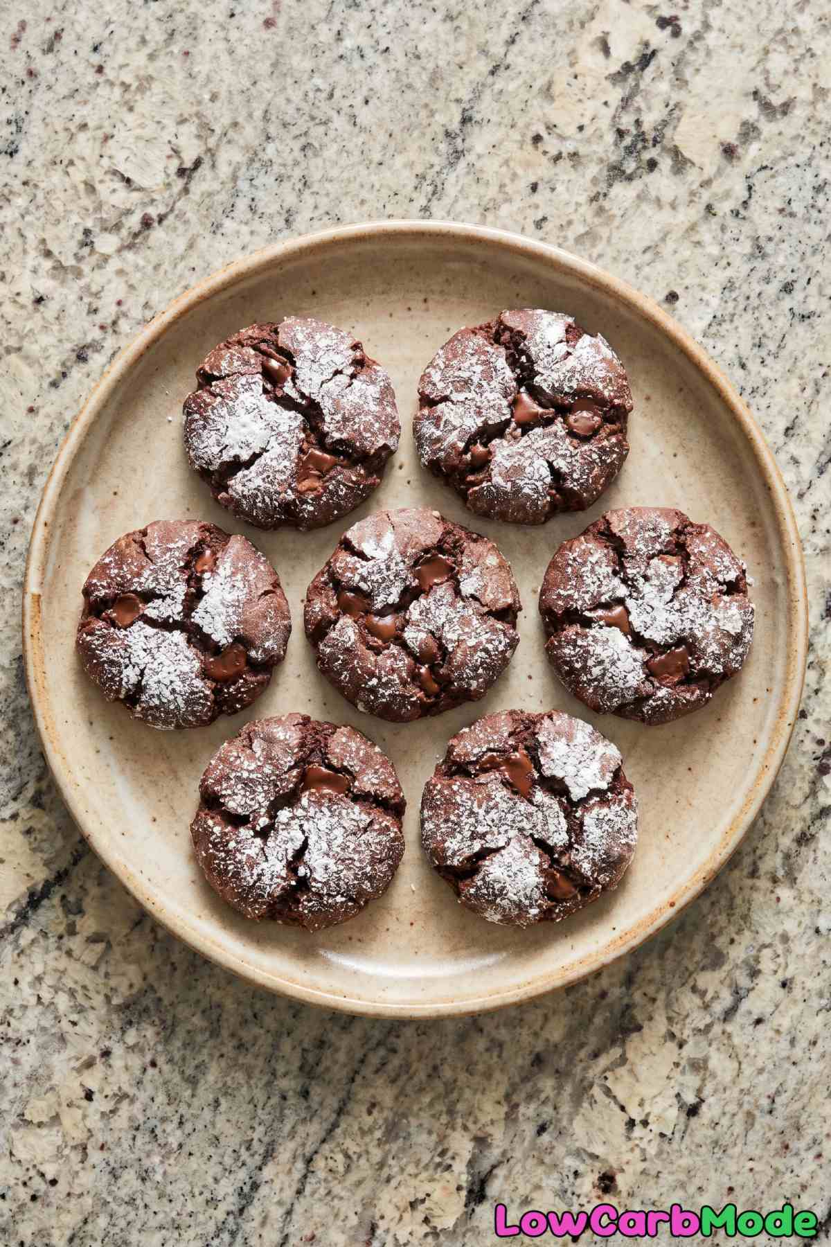 Homemade keto double chocolate crinkle cookies