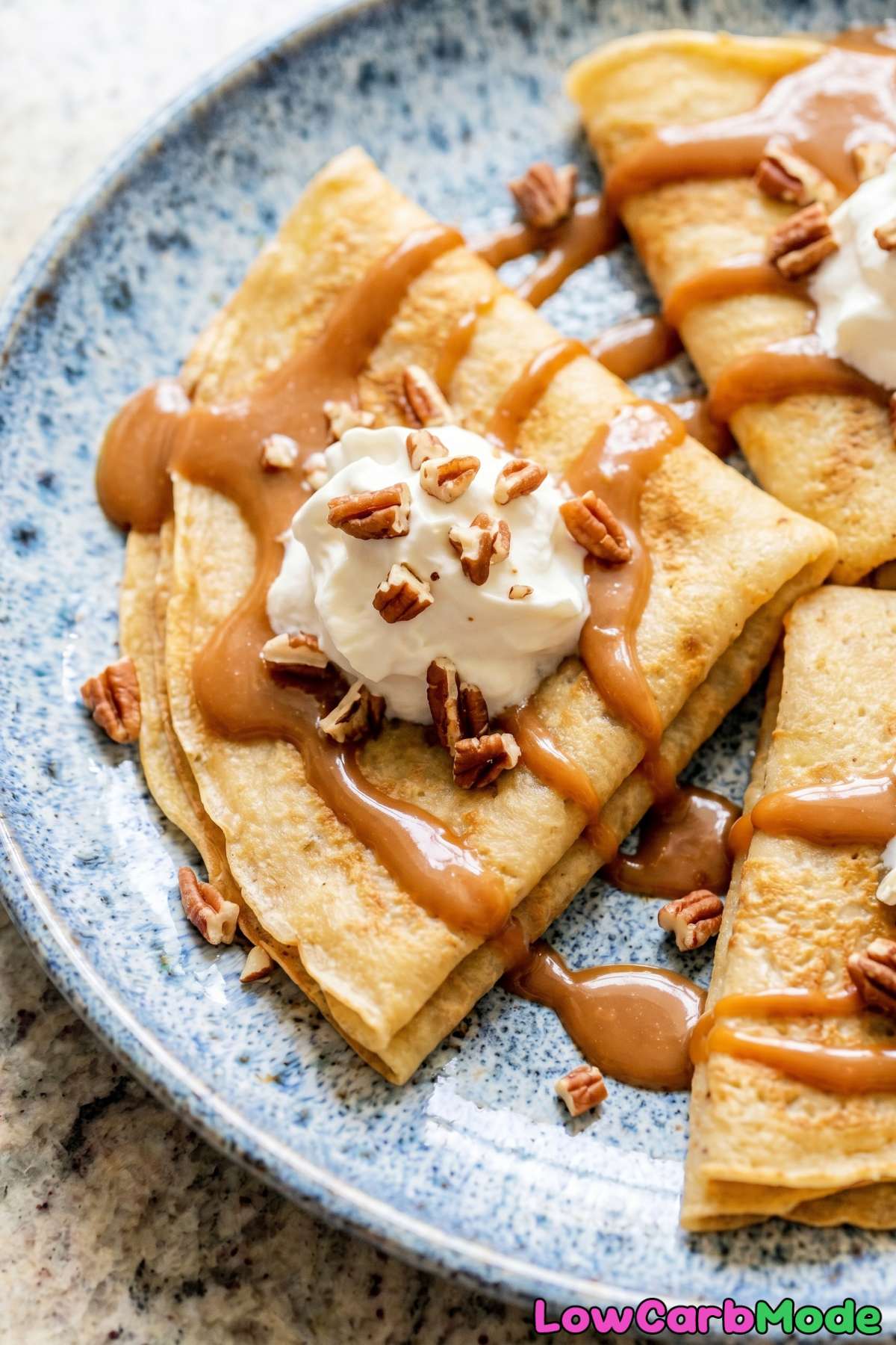 Golden keto dulce de leche crepes