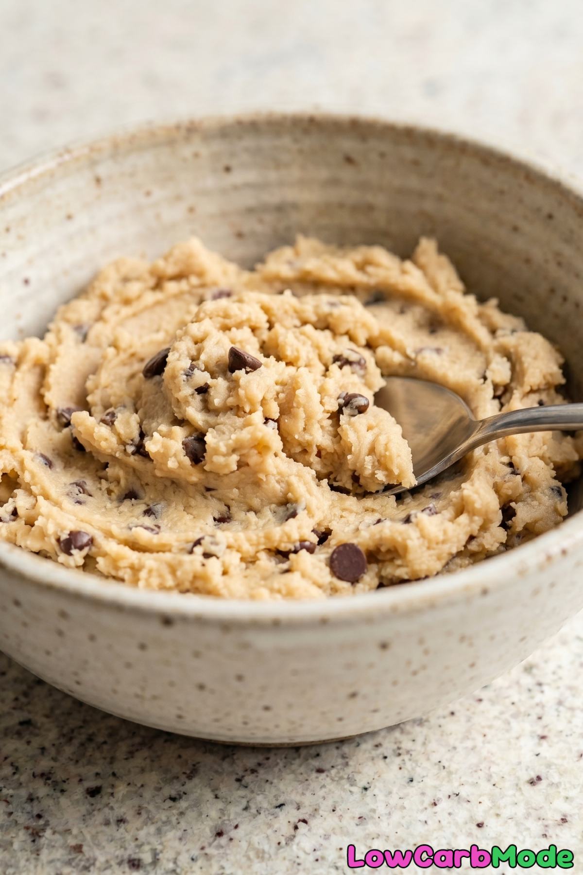 Homemade keto edible cookie dough serving