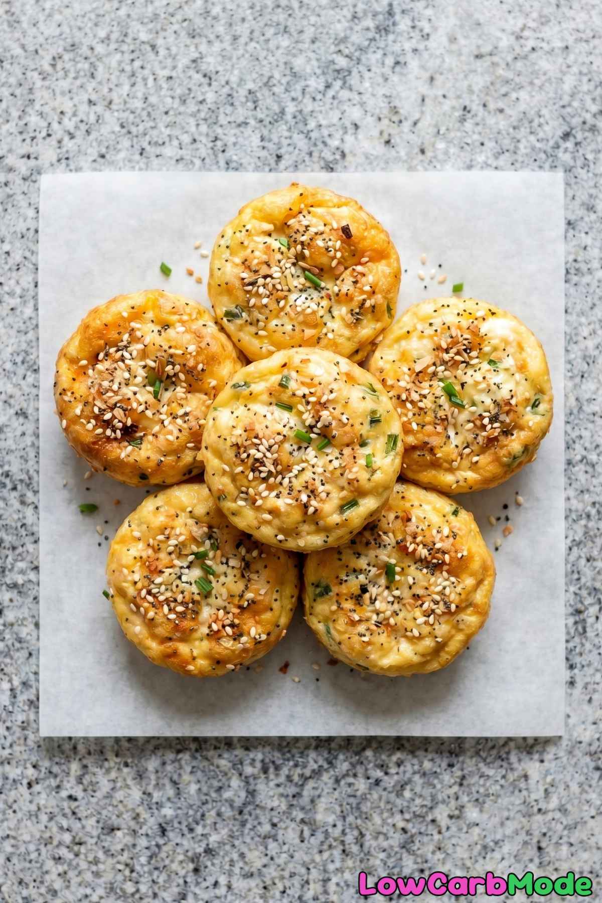 keto everything bagel egg bites on a plate