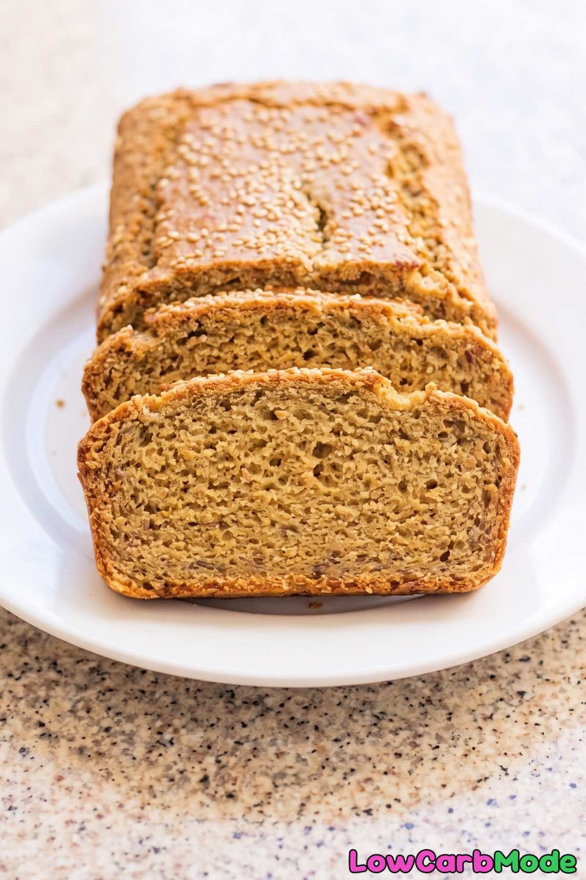 Tender low carb flaxseed loaf slice