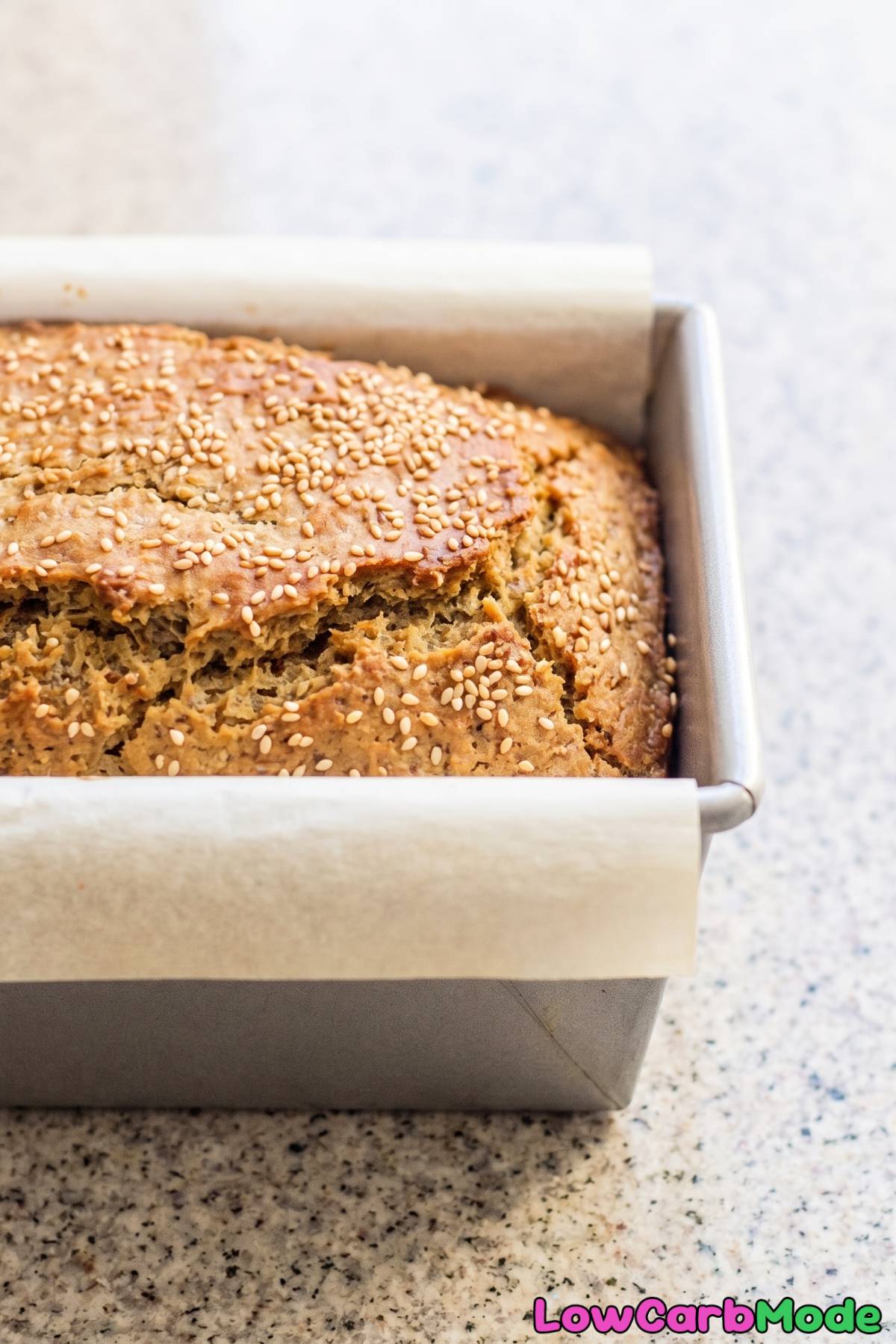 Soft flaxseed bread slice with butter