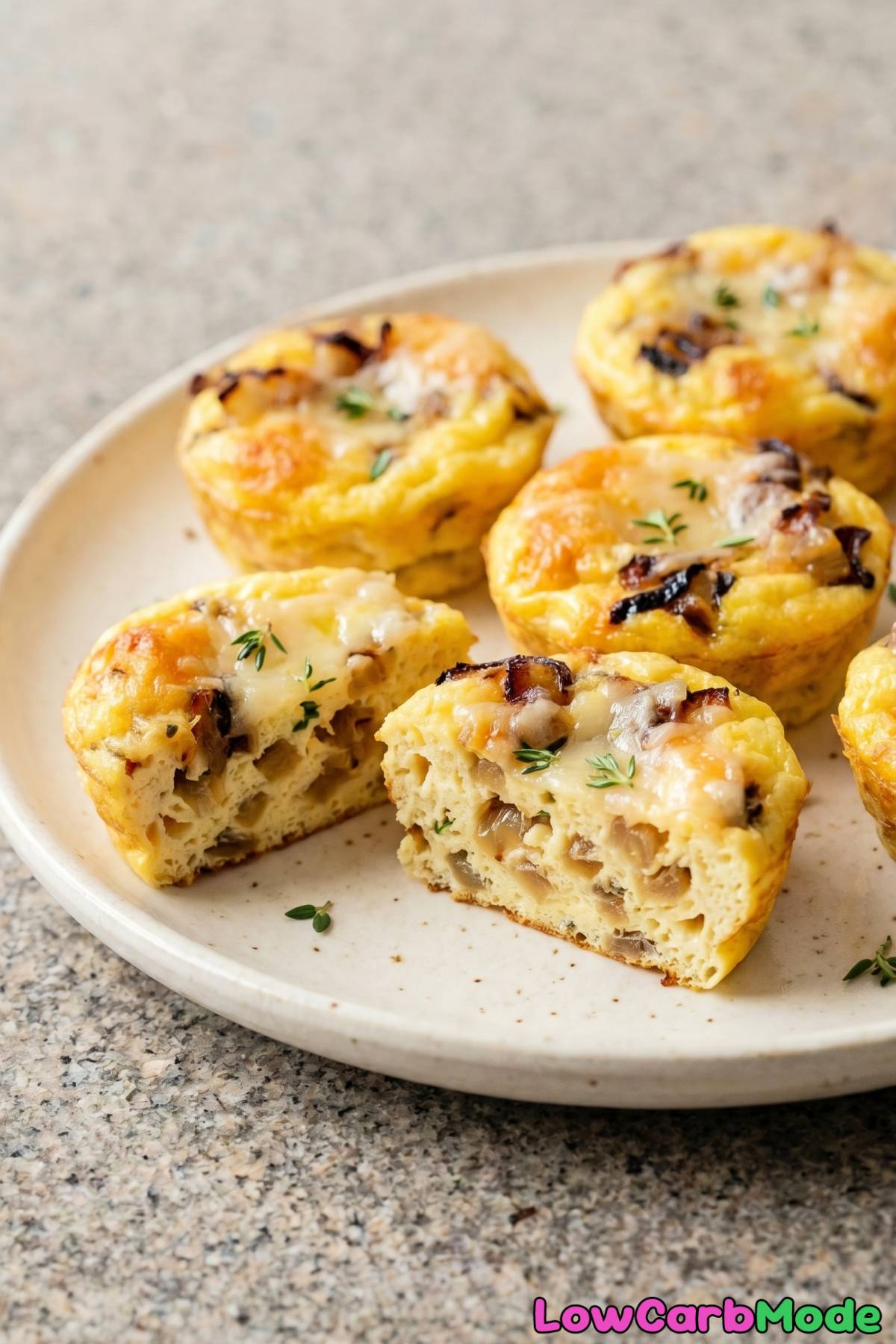 Hearty French onion egg bites serving