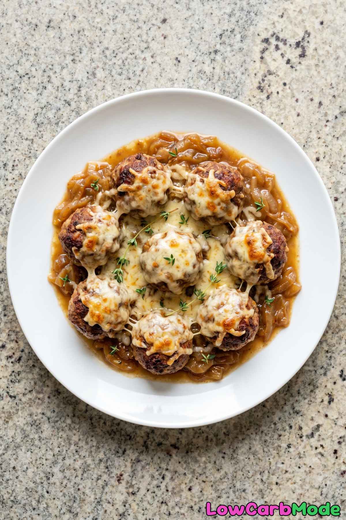 golden french onion meatballs low carb