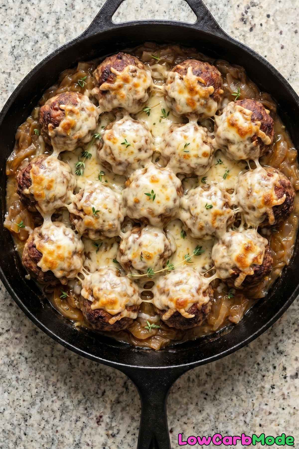 savory keto french onion meatballs