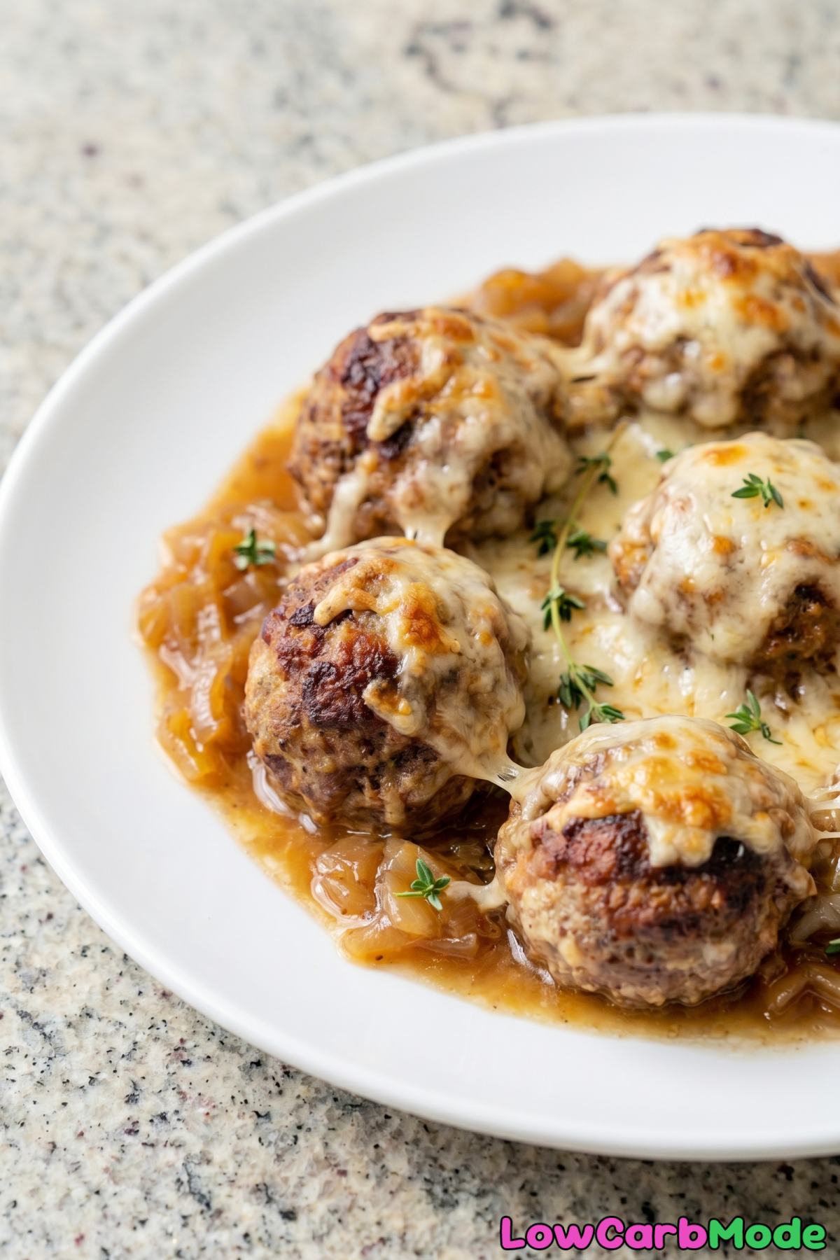 warm keto french onion meatballs