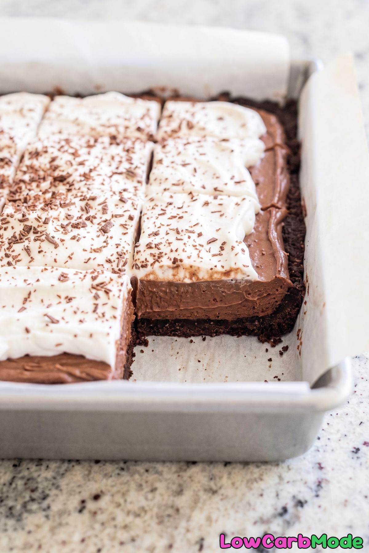 easy keto French silk pie bar slice