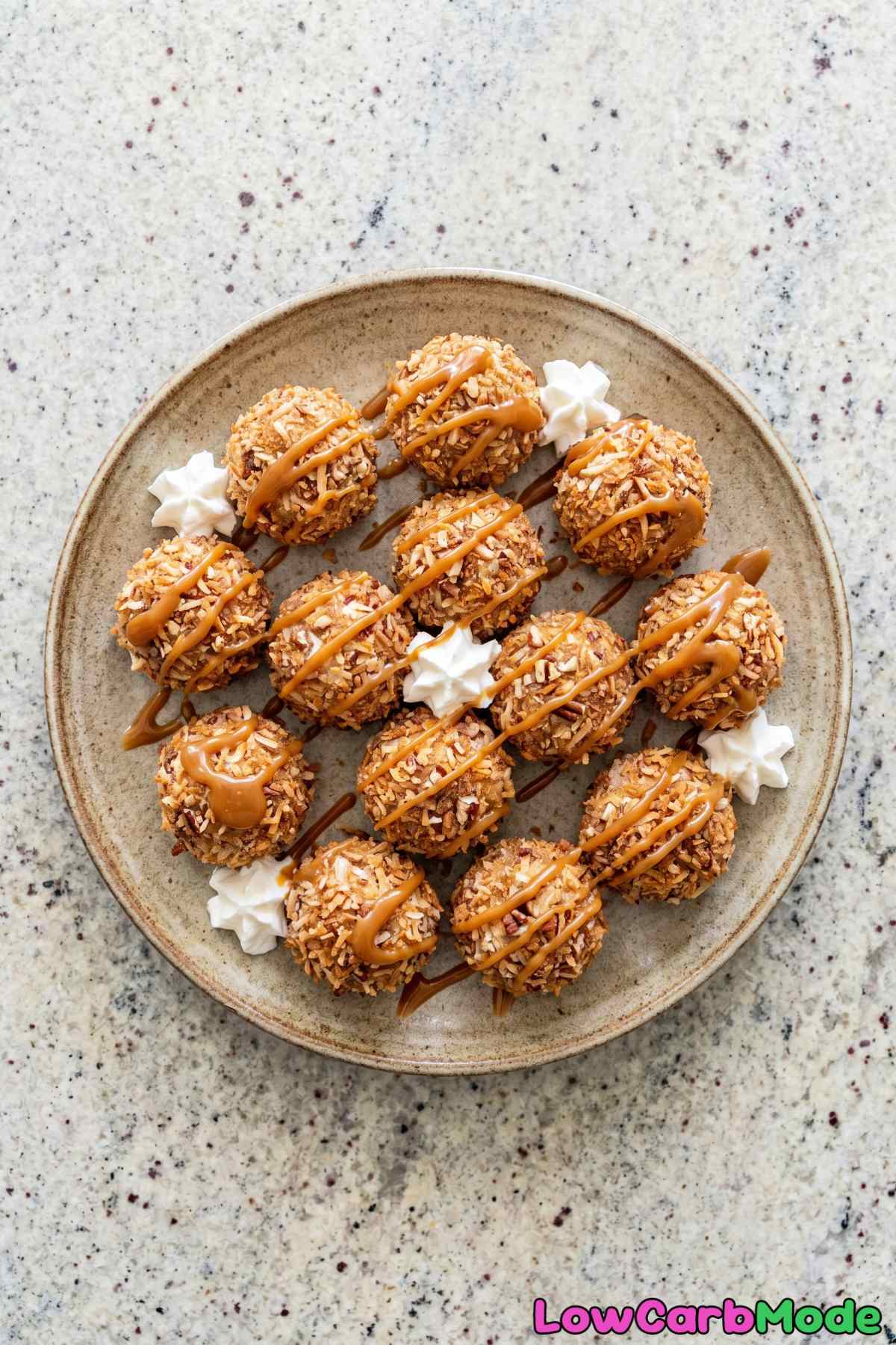 Creamy keto fried ice cream bites