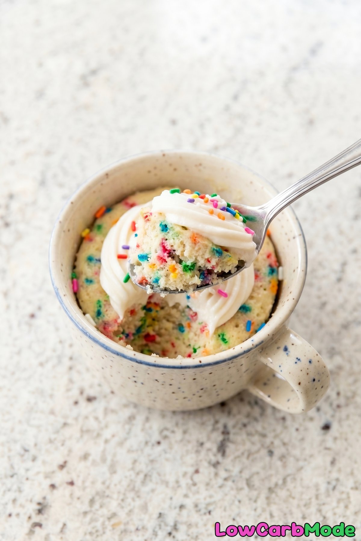 Sweet keto funfetti mug cake treat