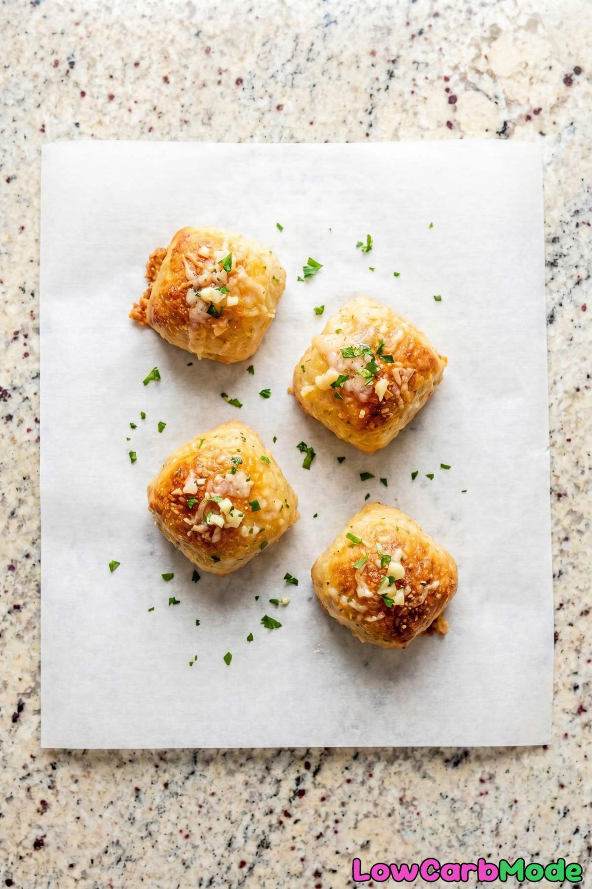 Savory keto garlic bread bites close-up