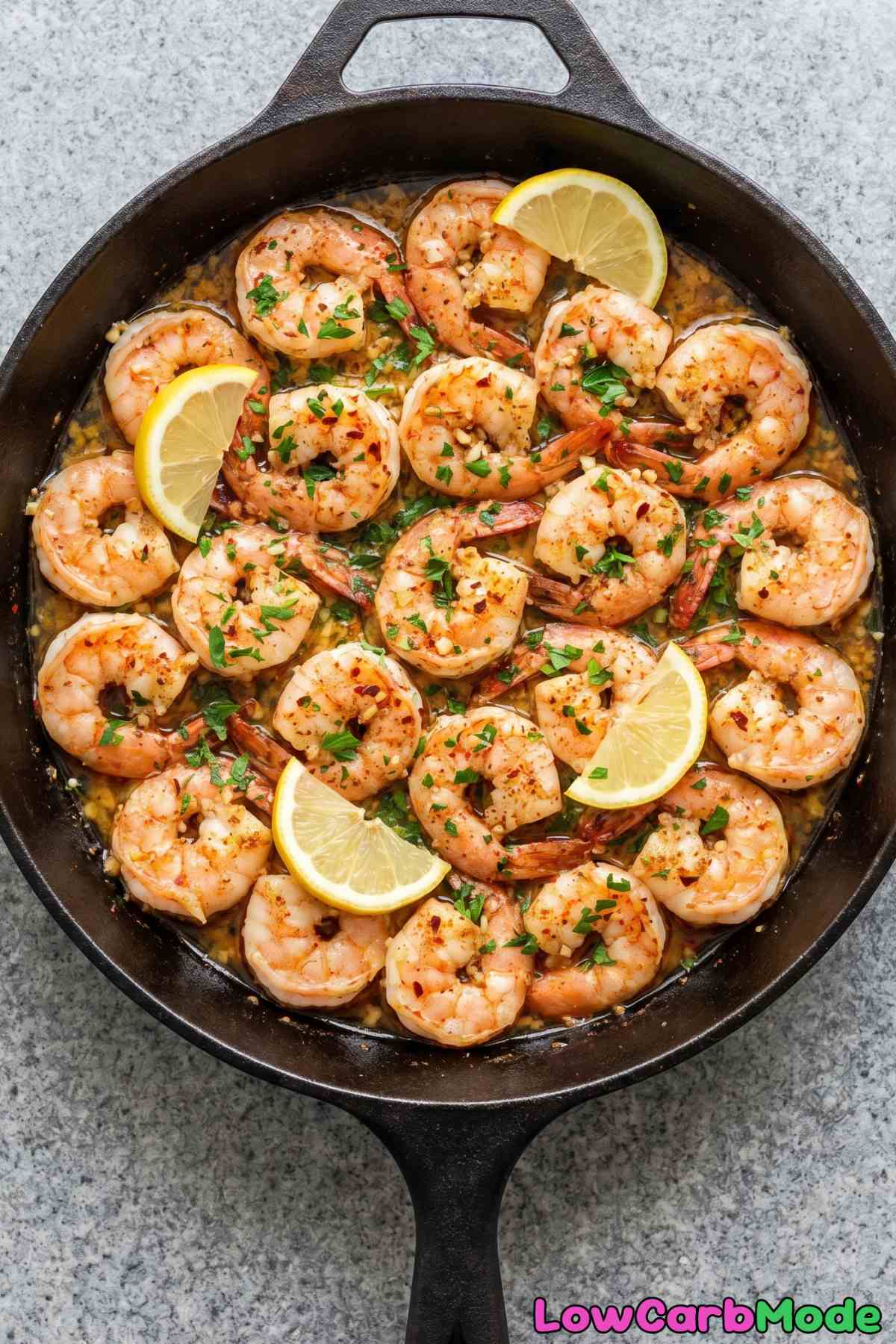 Golden garlic butter shrimp keto dinner
