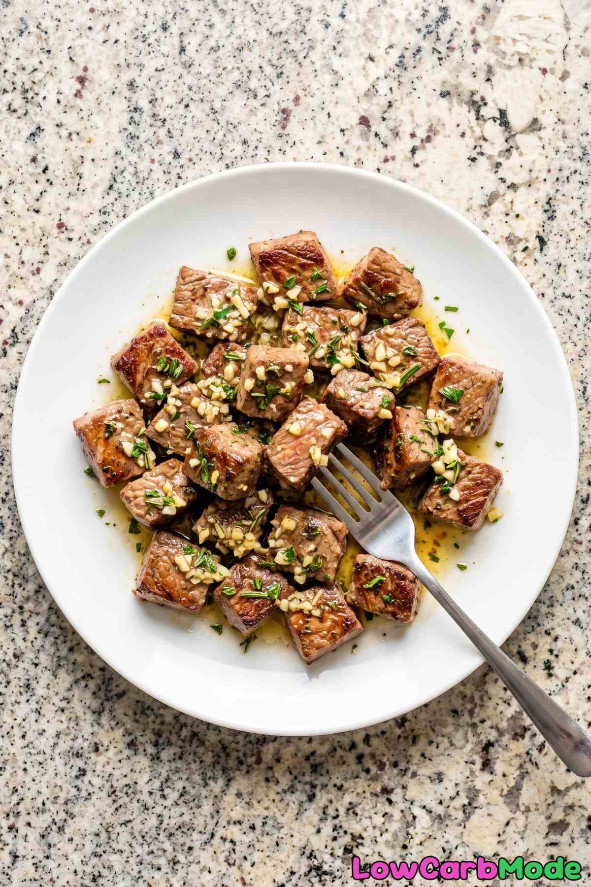 seared garlic butter steak bites keto