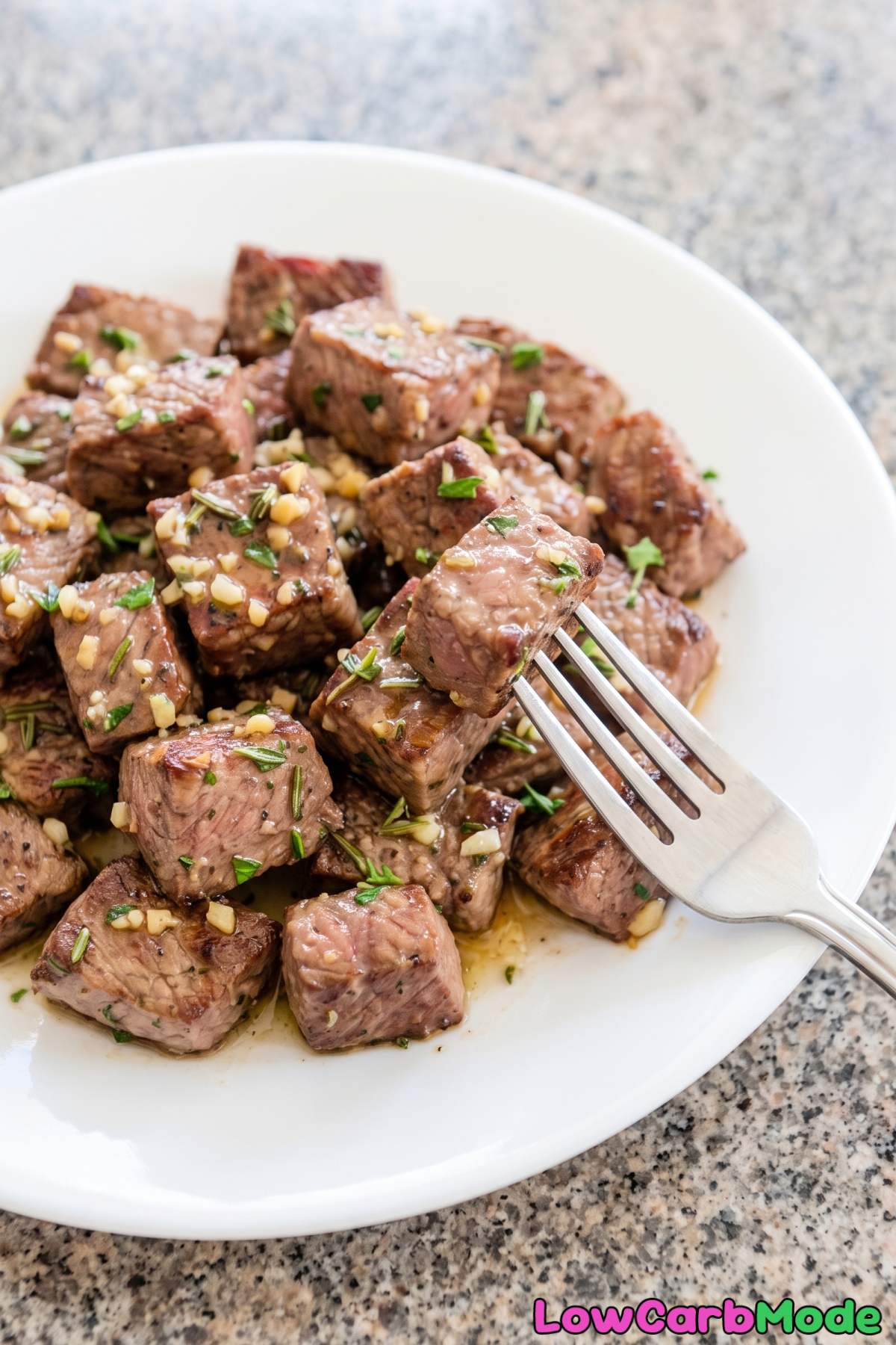 savory garlic butter steak bites closeup