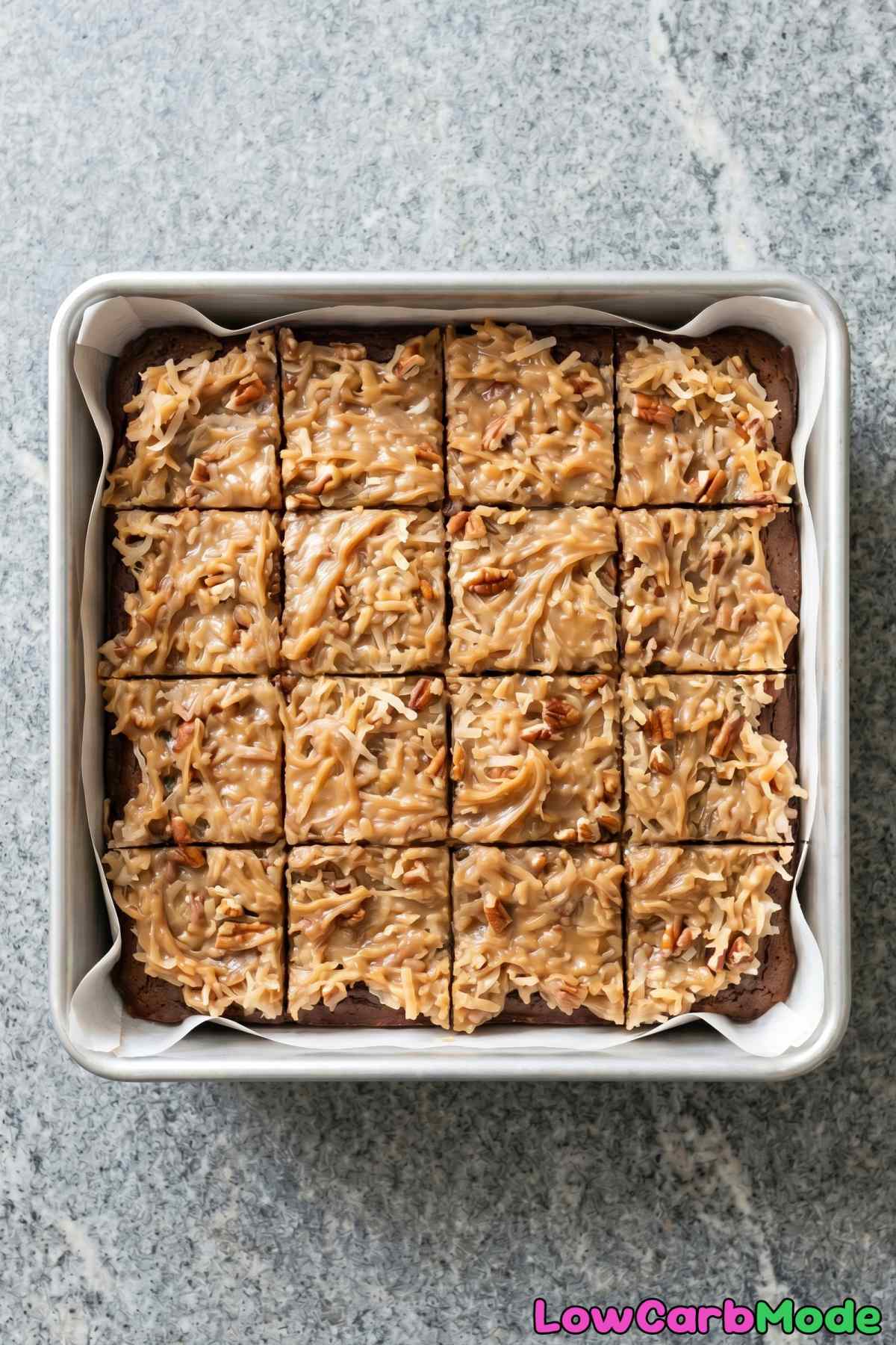 fudgy keto german chocolate brownies