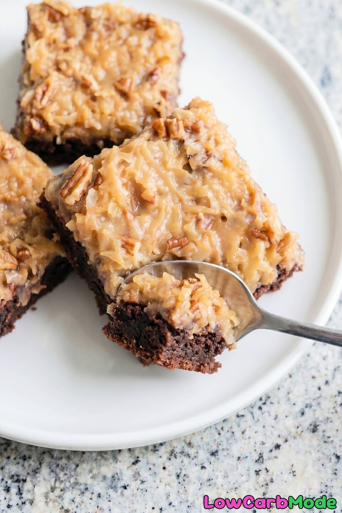 Fudgy keto German chocolate cake bars