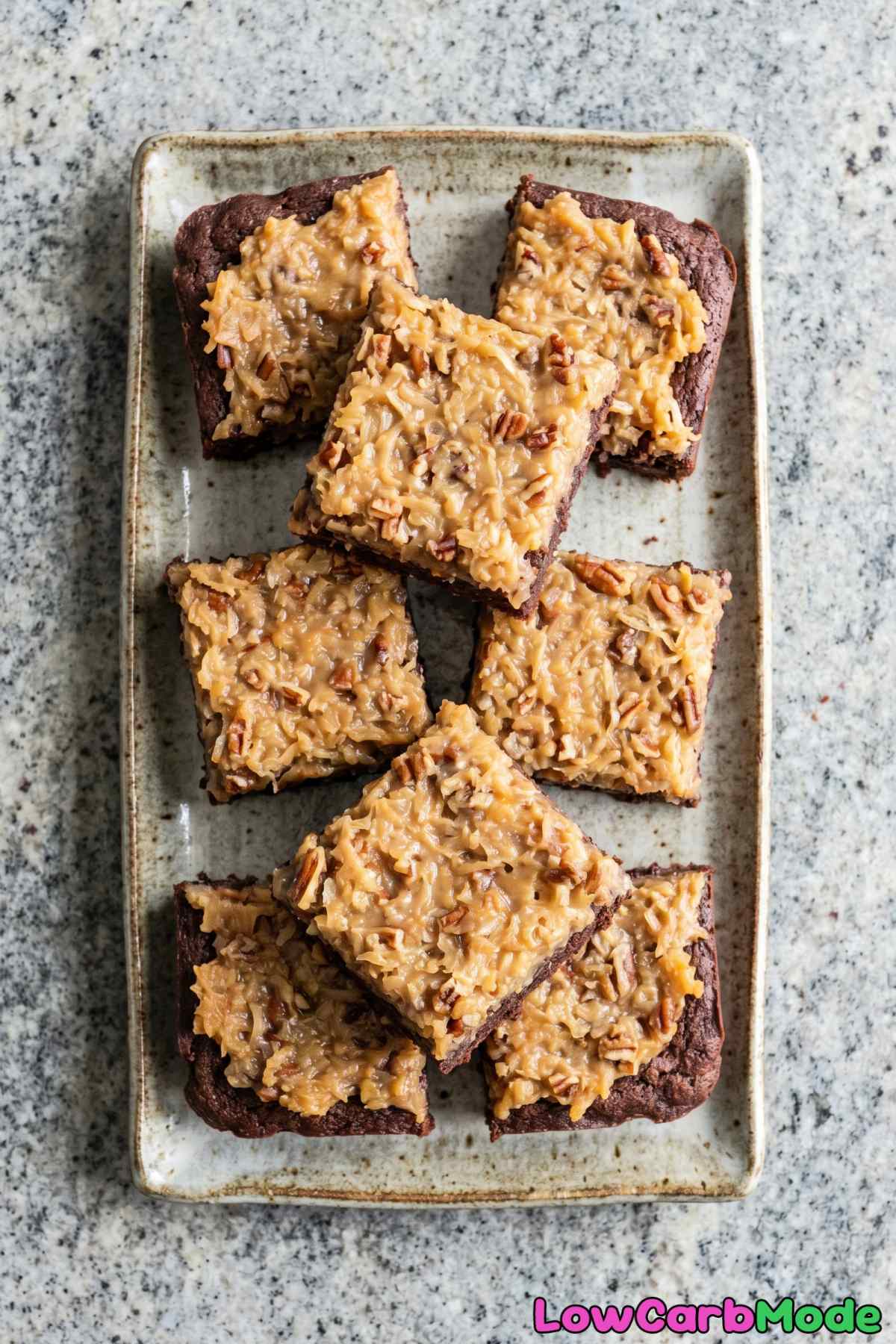 Indulgent keto German chocolate cake bars