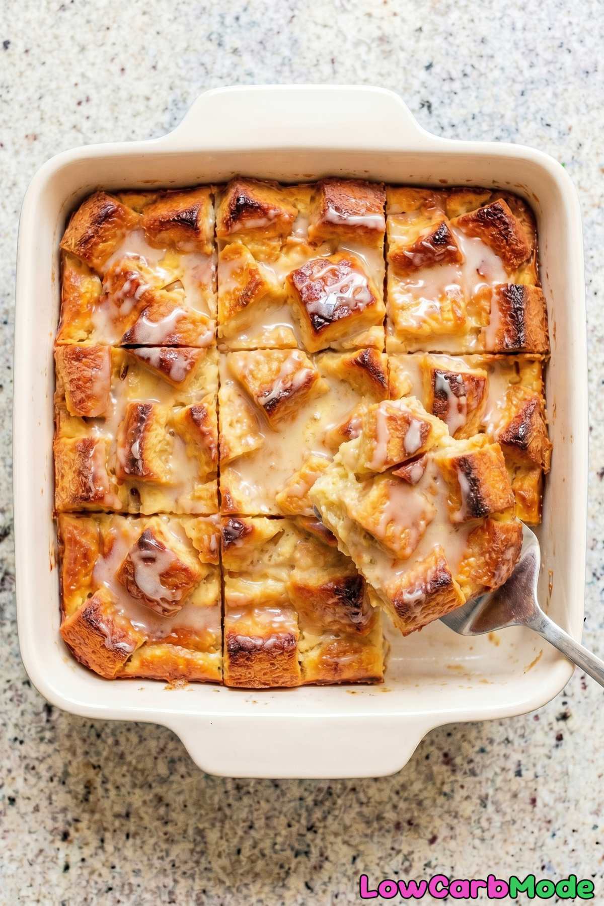 Irresistible keto glazed donut bread pudding