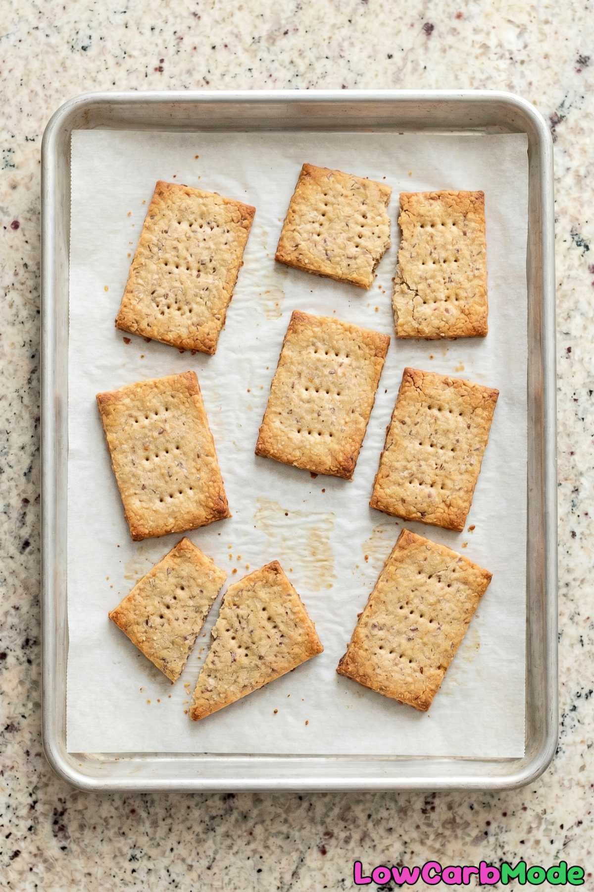 Buttery keto graham crackers close up