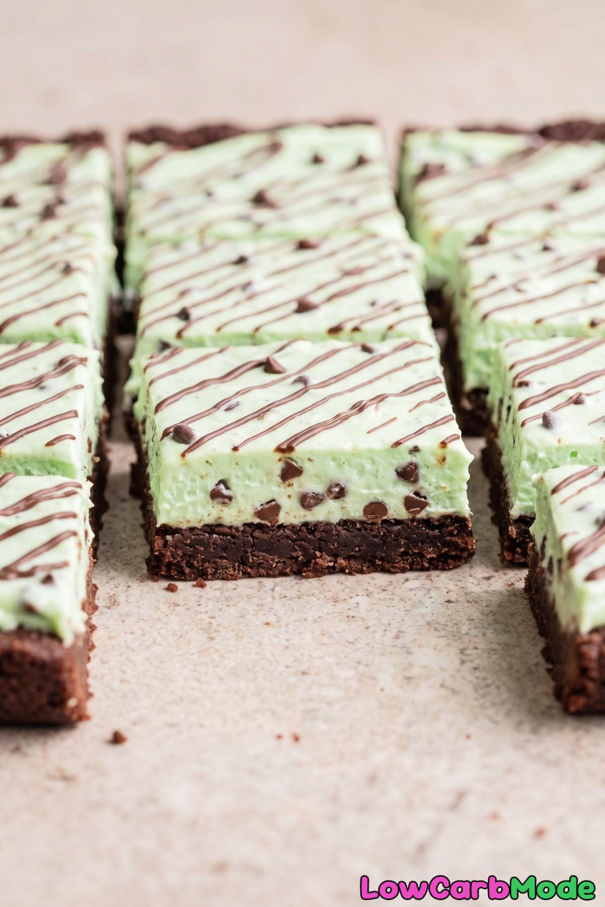 Homemade keto grasshopper pie bars