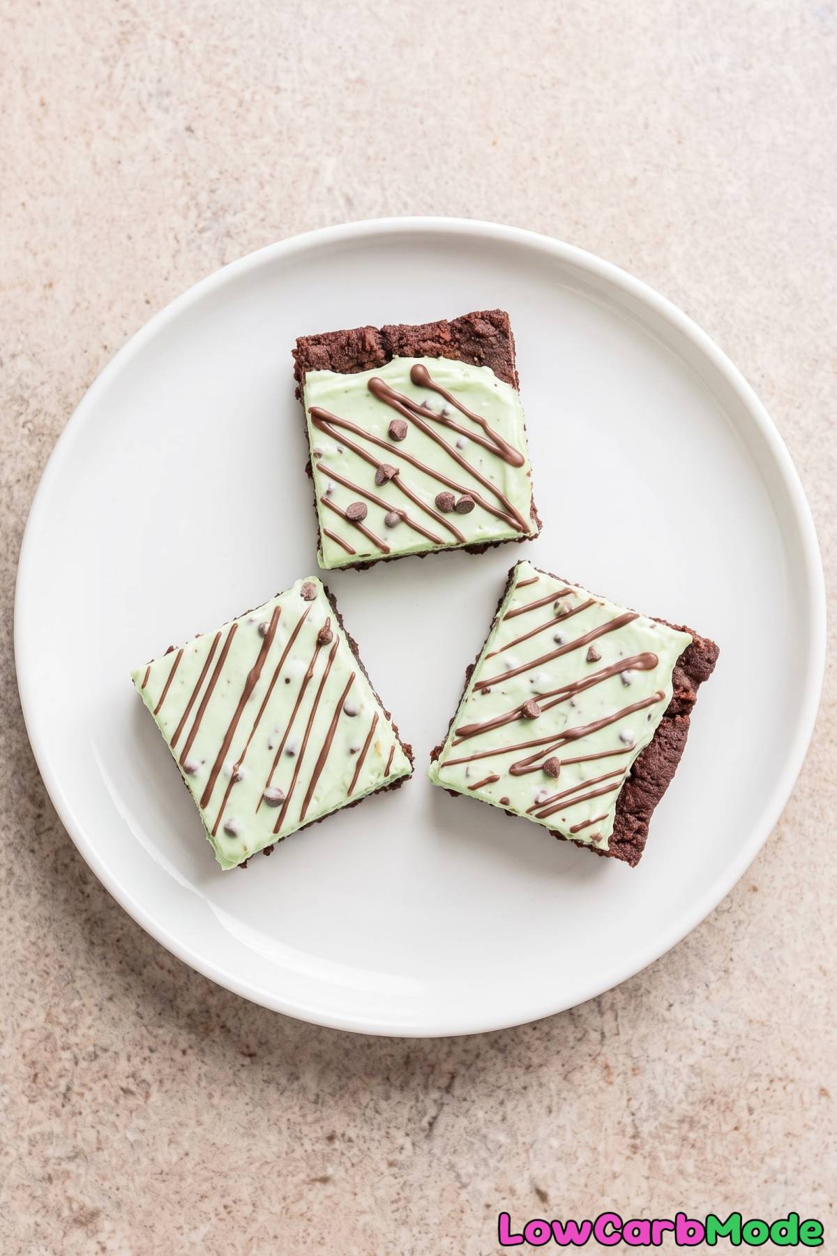 Decadent low carb mint pie bars