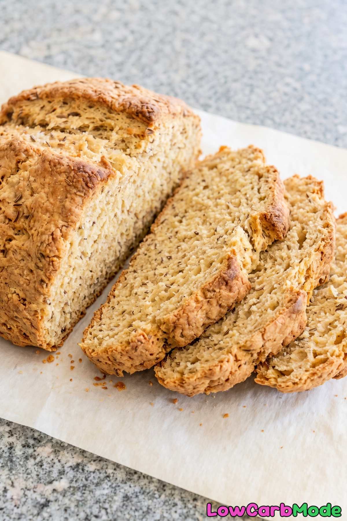Warm keto Irish soda bread fresh from the oven
