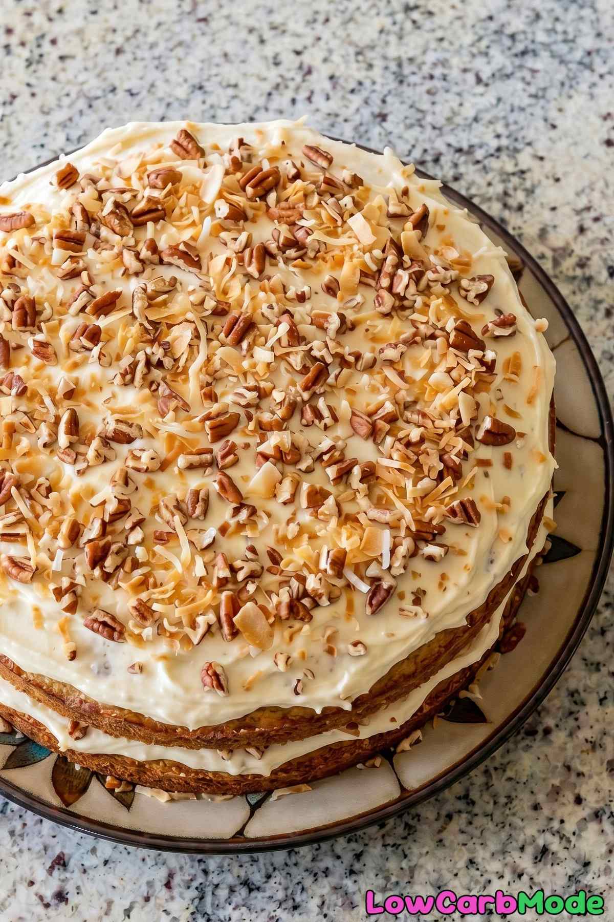 Tender layered keto Italian cream cake