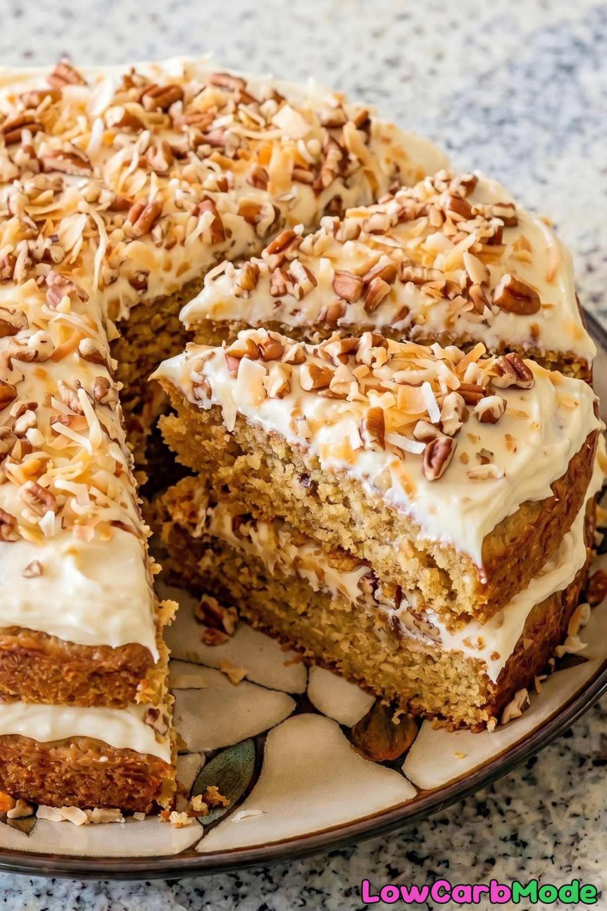 Creamy keto Italian cream cake on plate