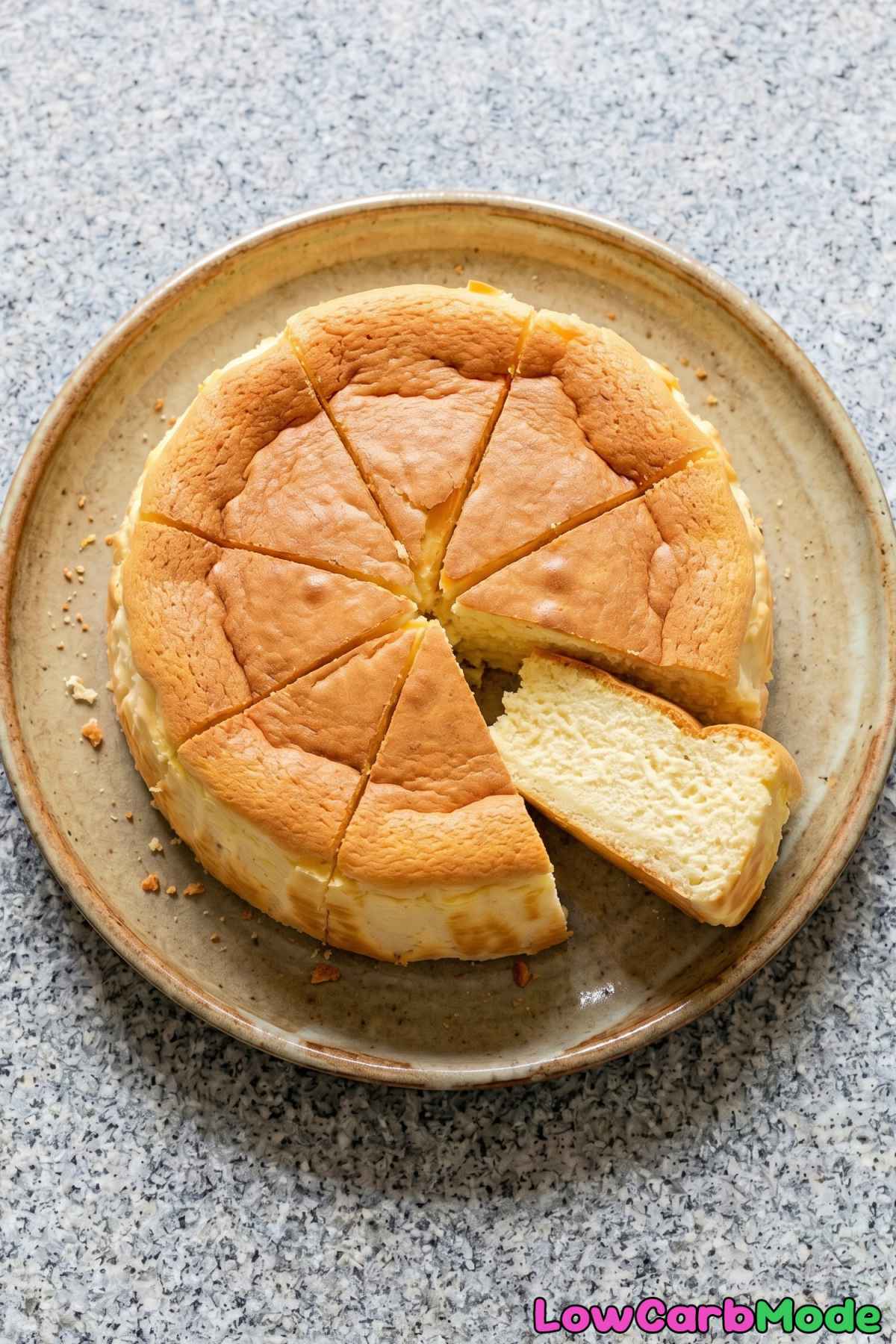 Golden keto Japanese fluffy cheesecake