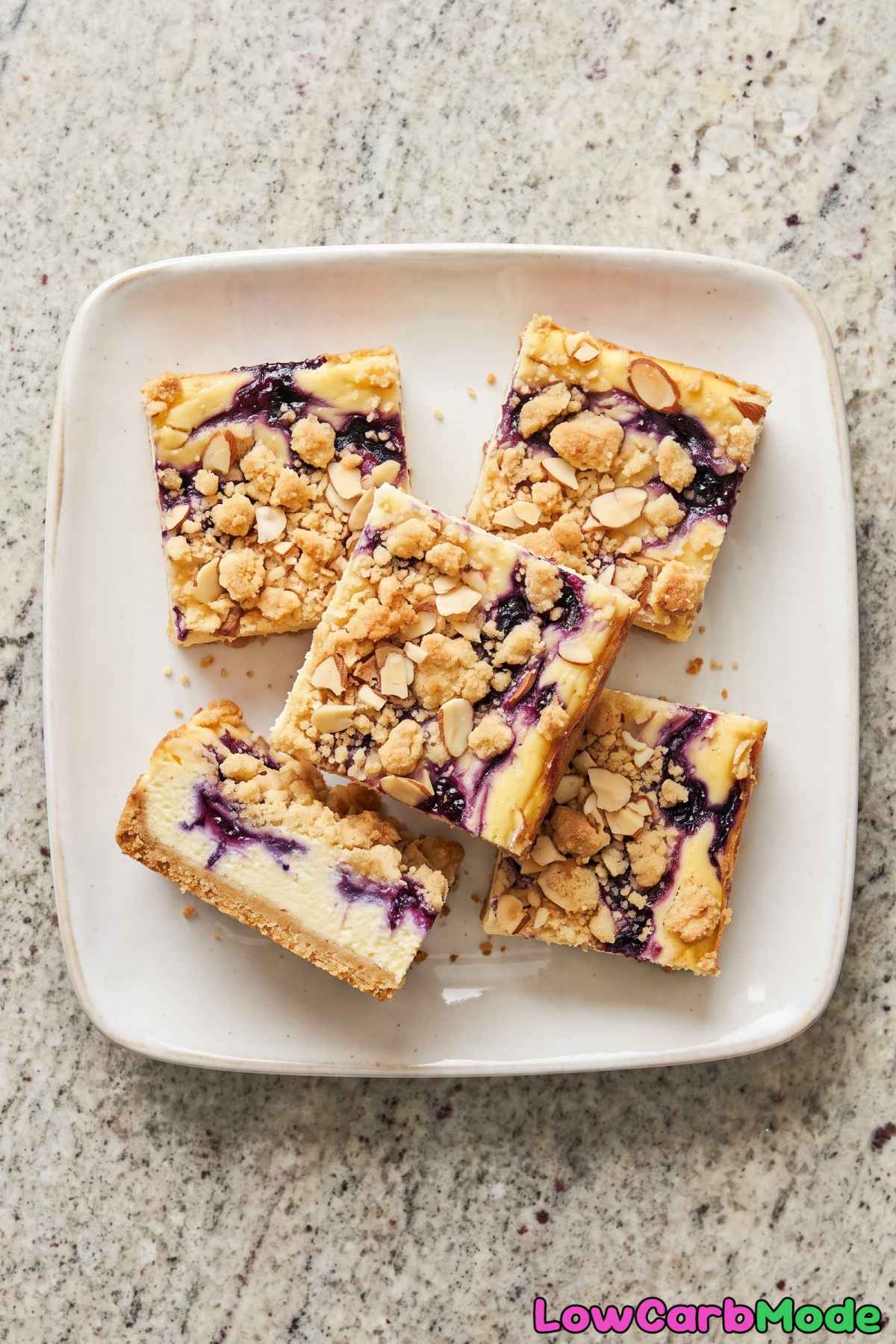 Sweet keto lemon blueberry crumb slice