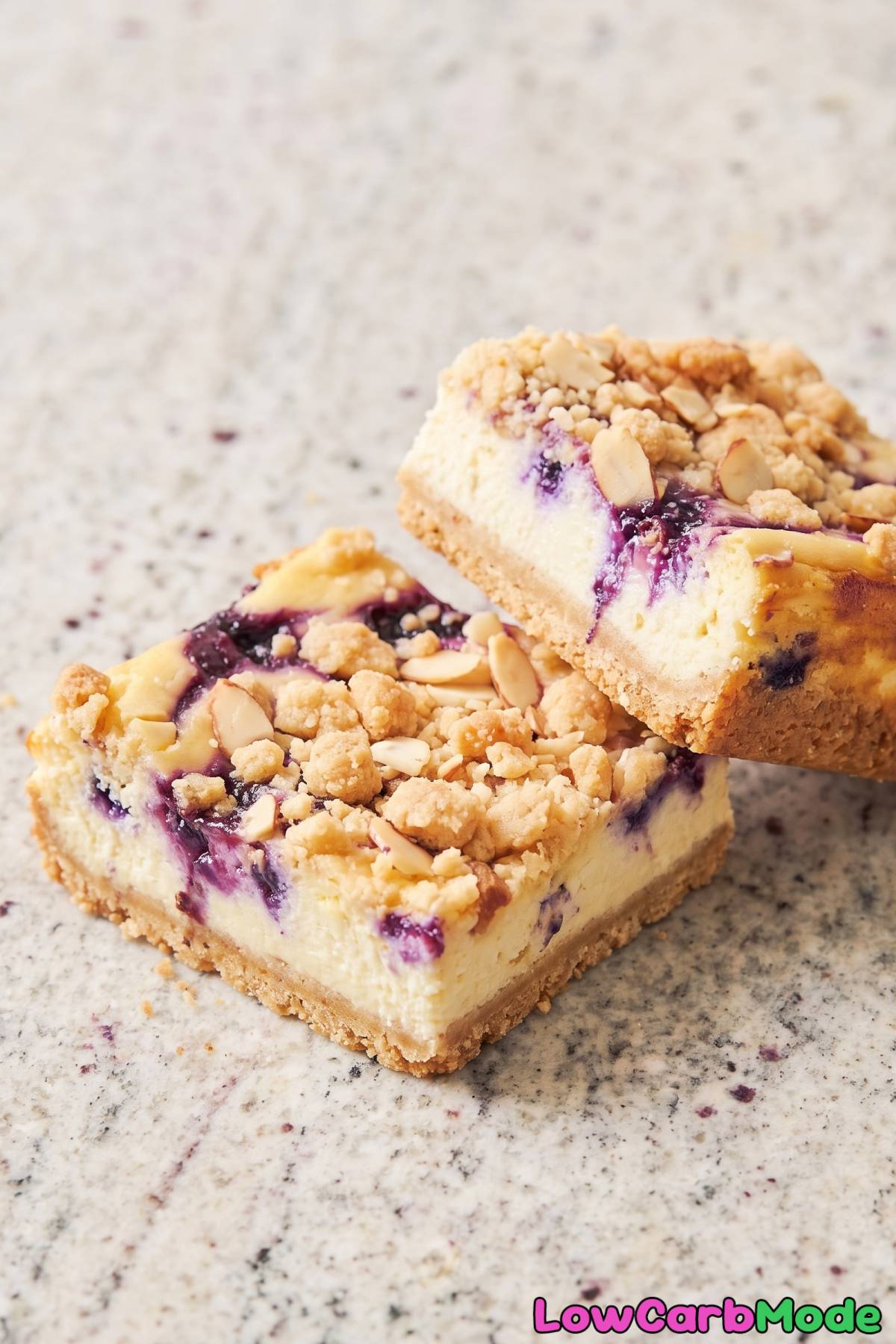 Rich keto lemon blueberry cheesecake bar