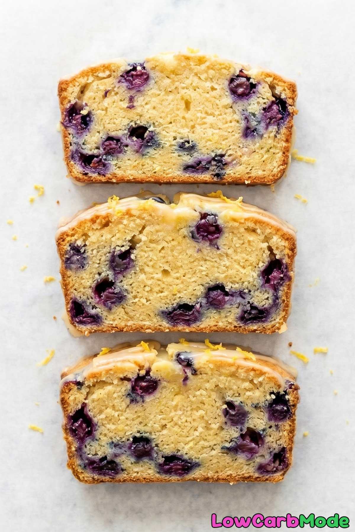 Tender keto lemon blueberry pound cake
