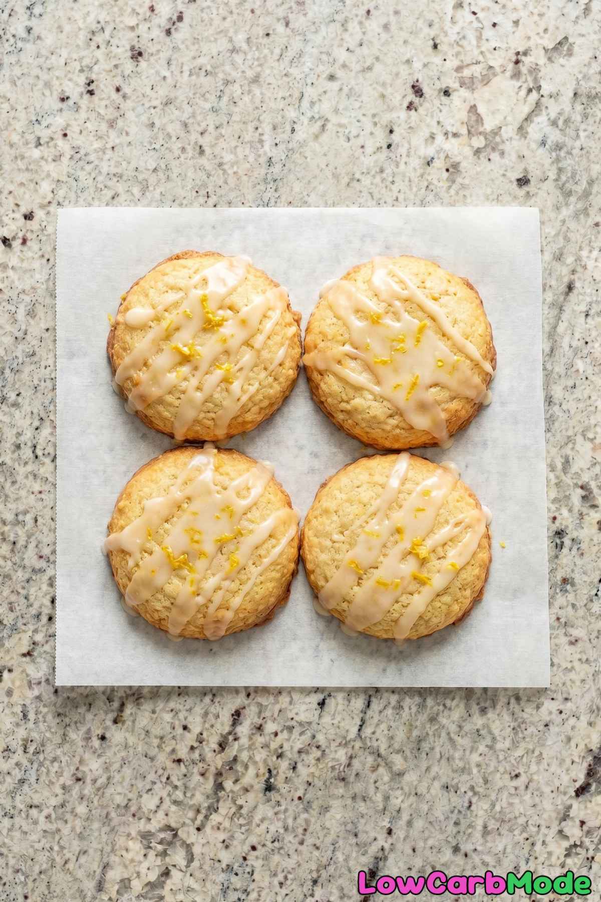 Easy keto lemon cookies on parchment