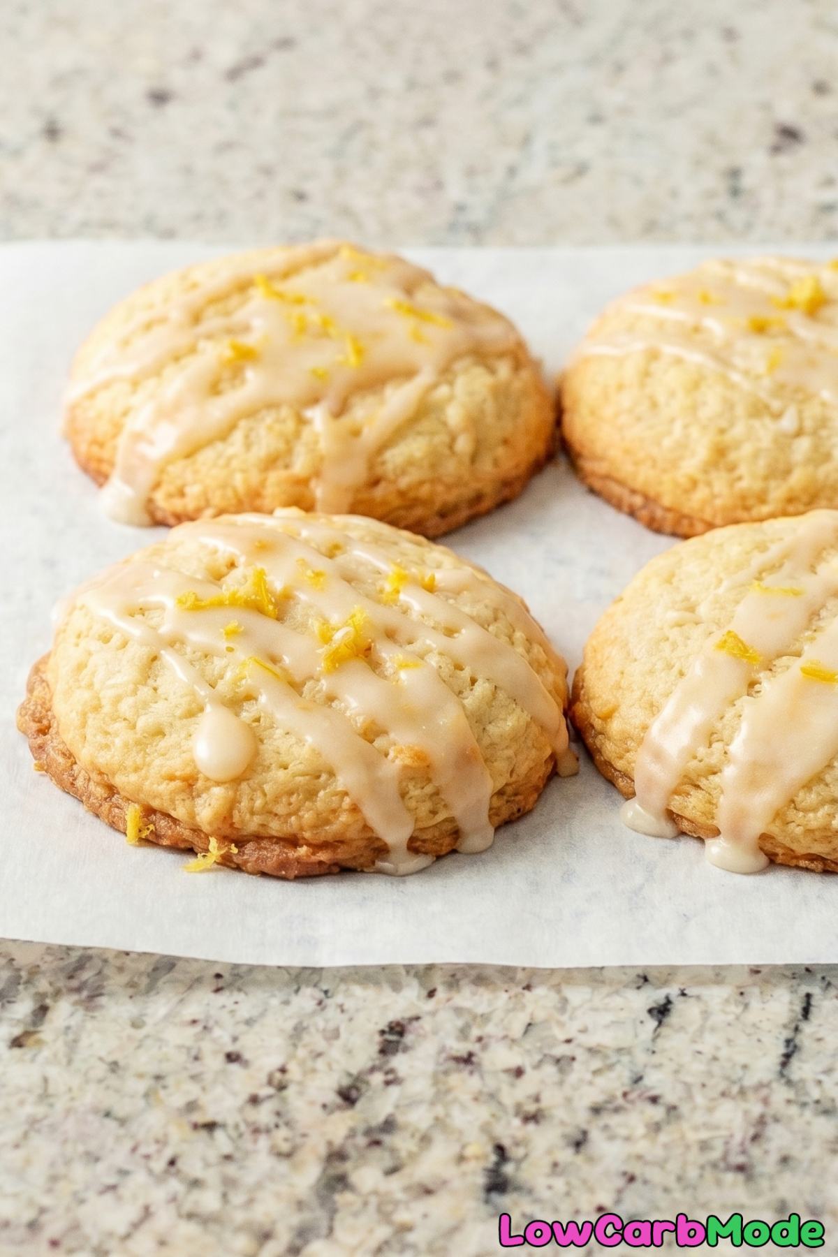 Fresh keto lemon cookies with glaze