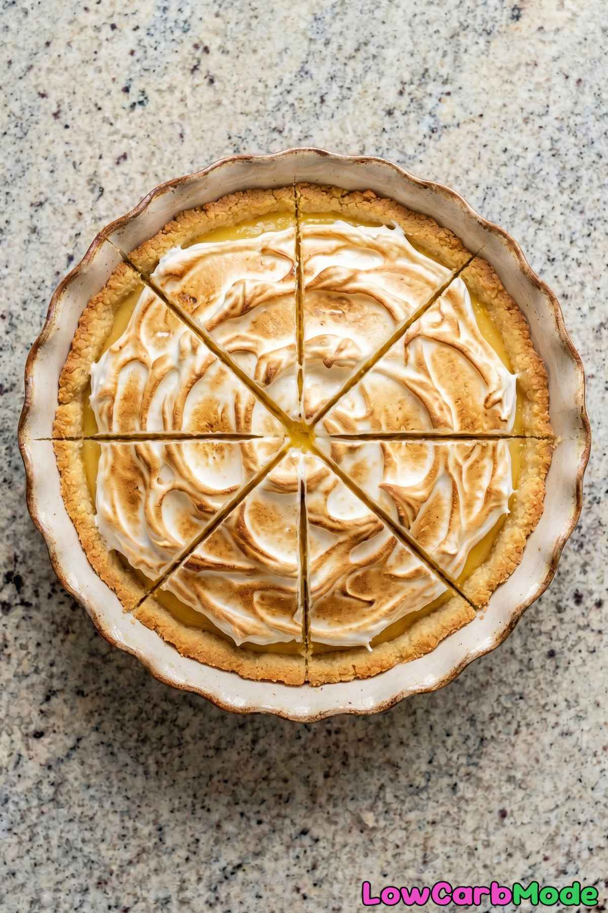 Light keto lemon meringue pie wedge