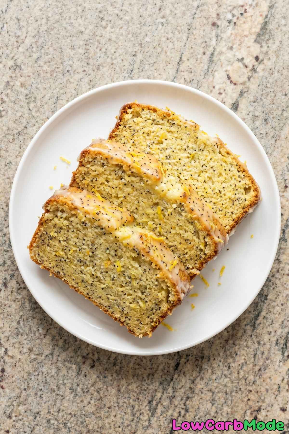 Light keto lemon poppy seed loaf cake