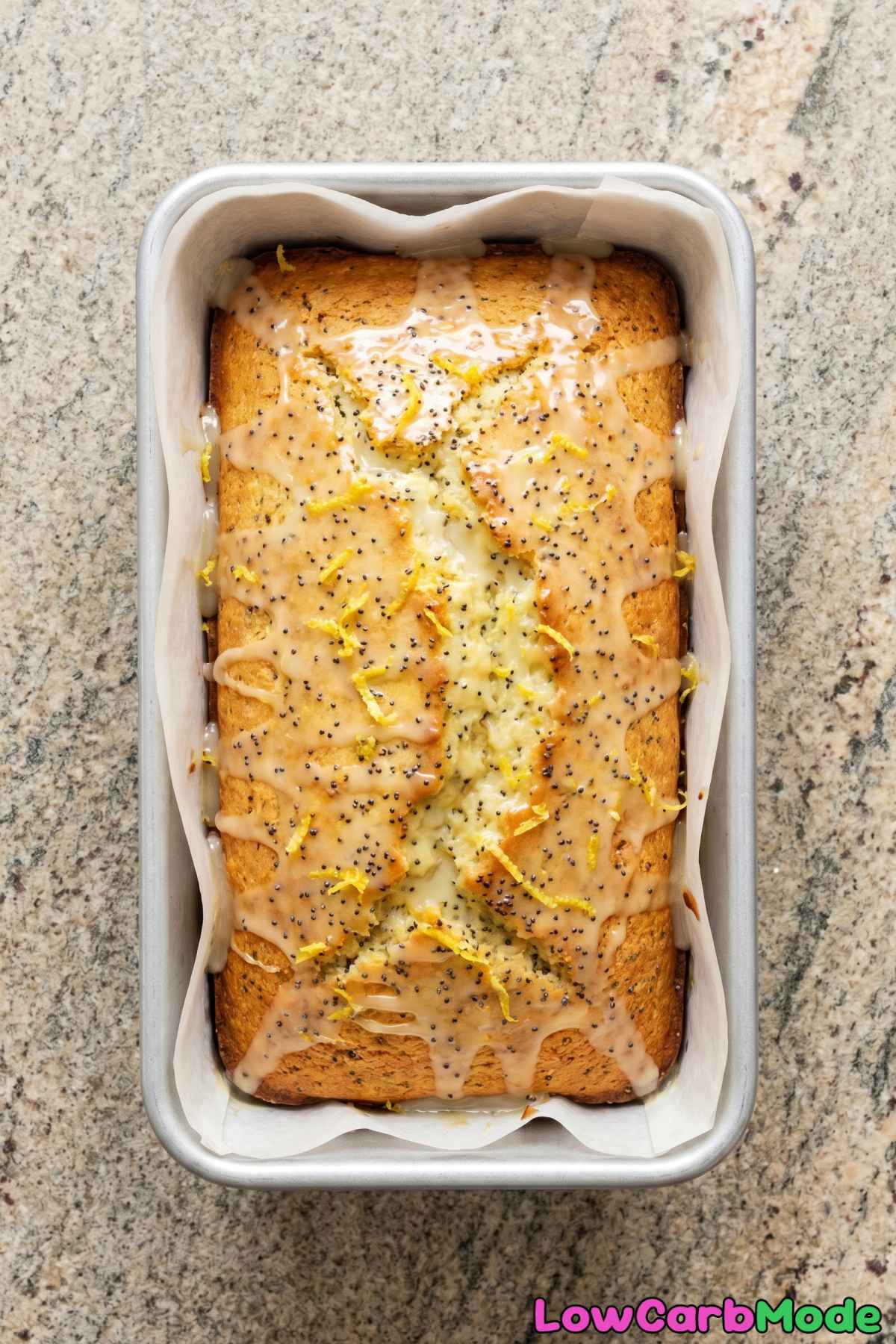 Homemade keto lemon poppy seed loaf