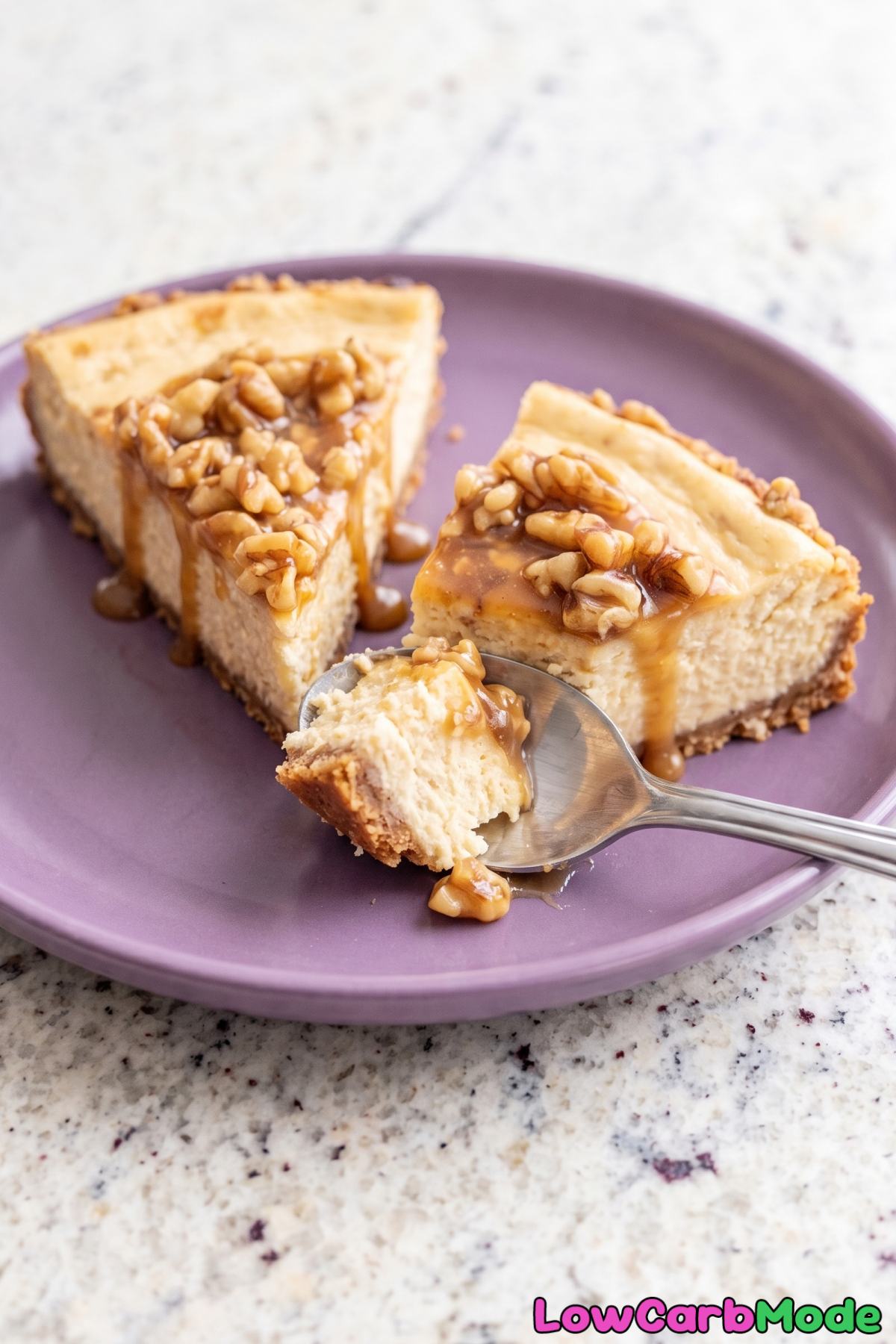 Keto cheesecake with maple walnuts
