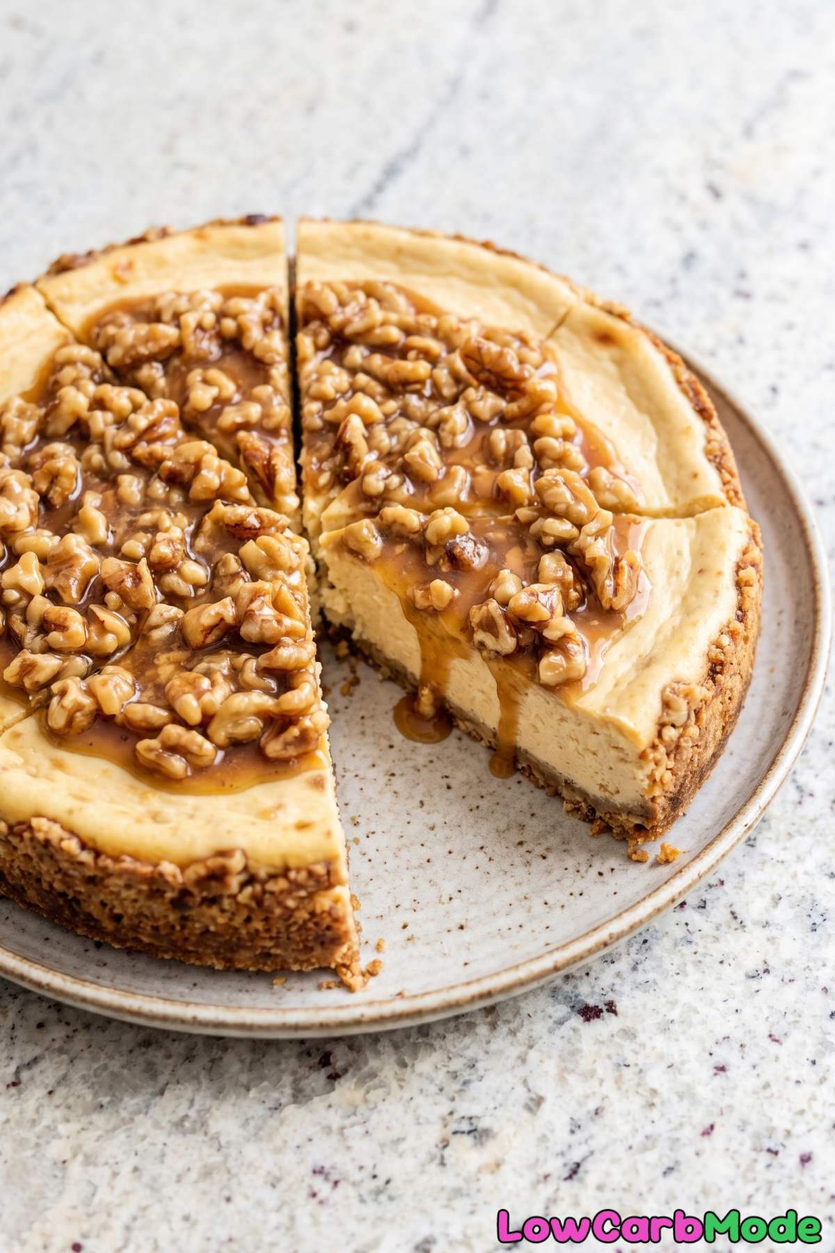 Maple walnut cheesecake keto slice
