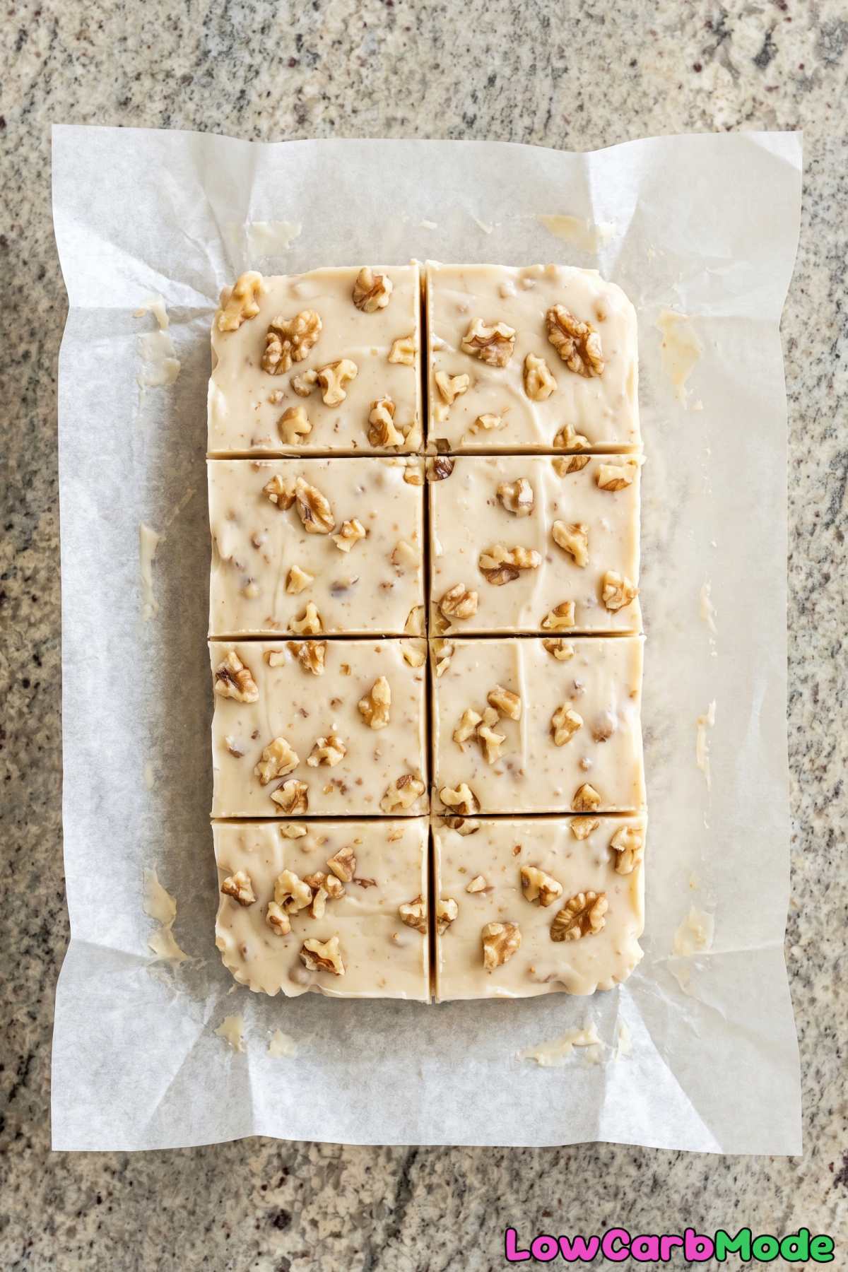 Smooth keto maple fudge with walnuts