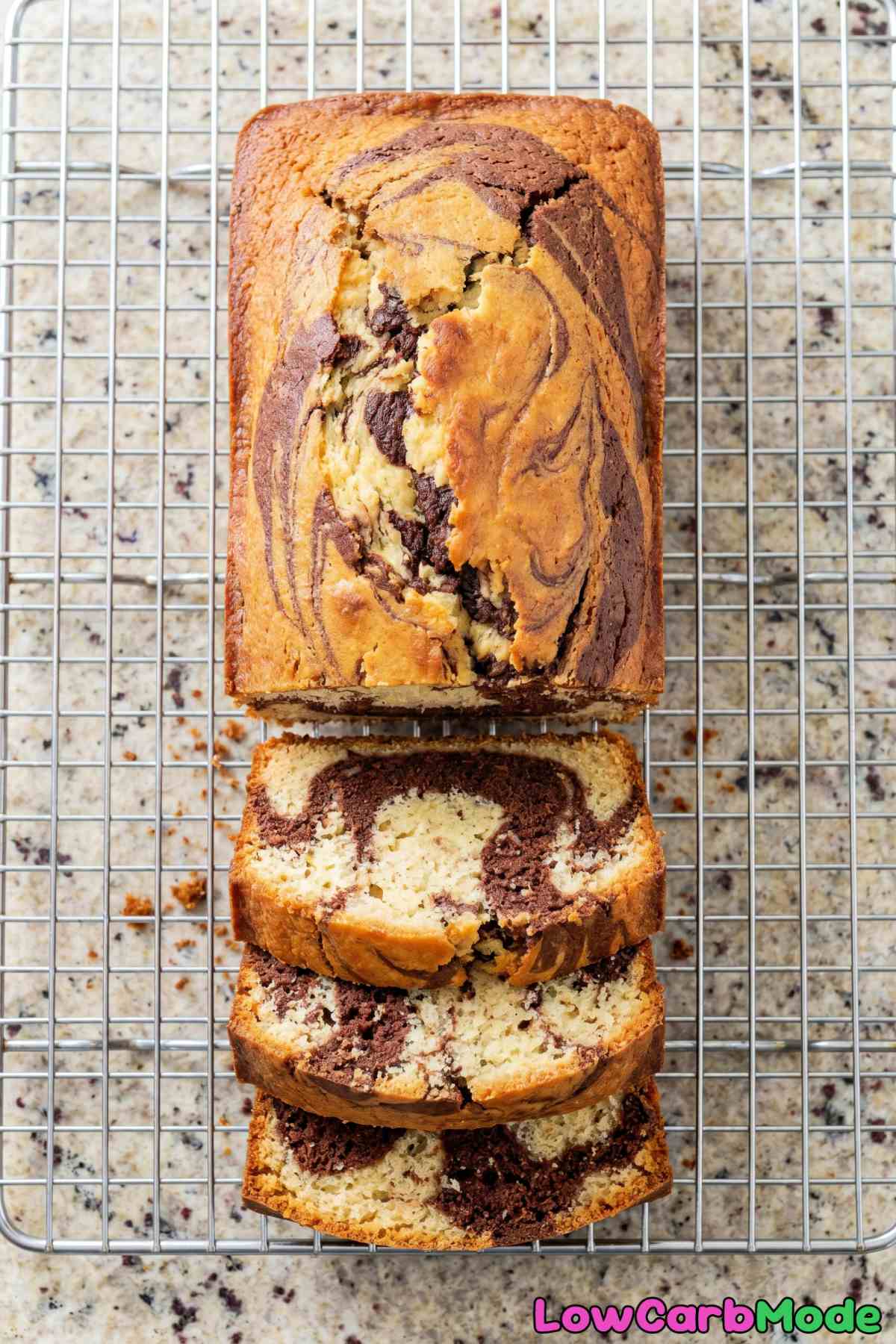 Classic keto marble pound cake sliced