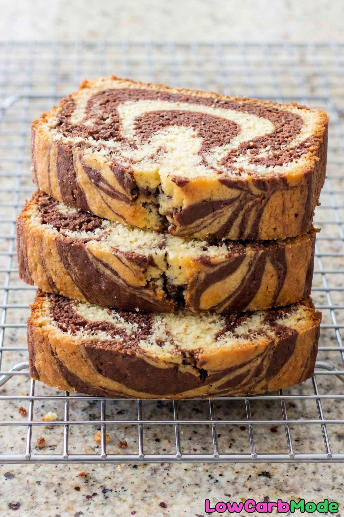 Swirled keto marble pound cake loaf
