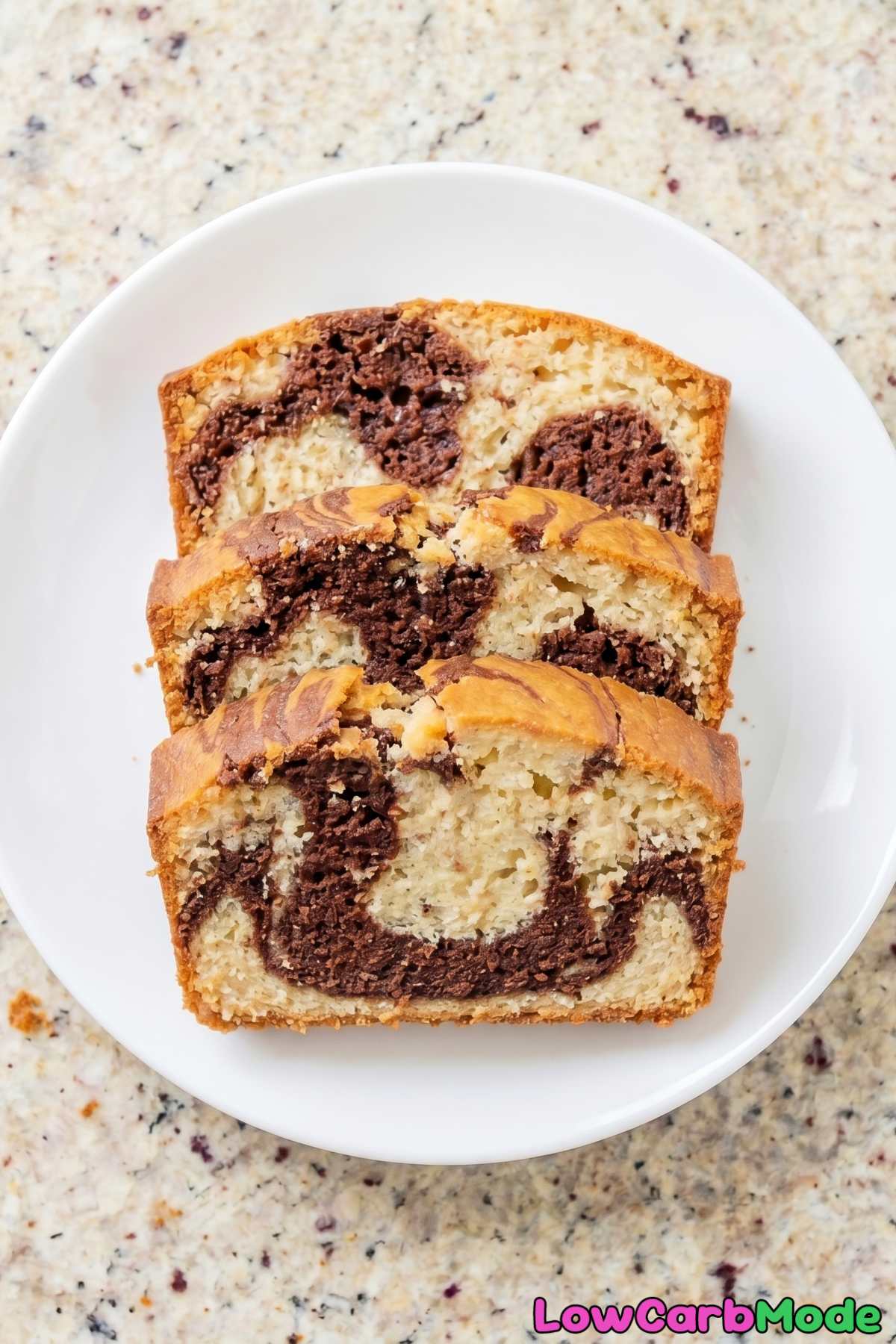 Moist keto marble pound cake close-up