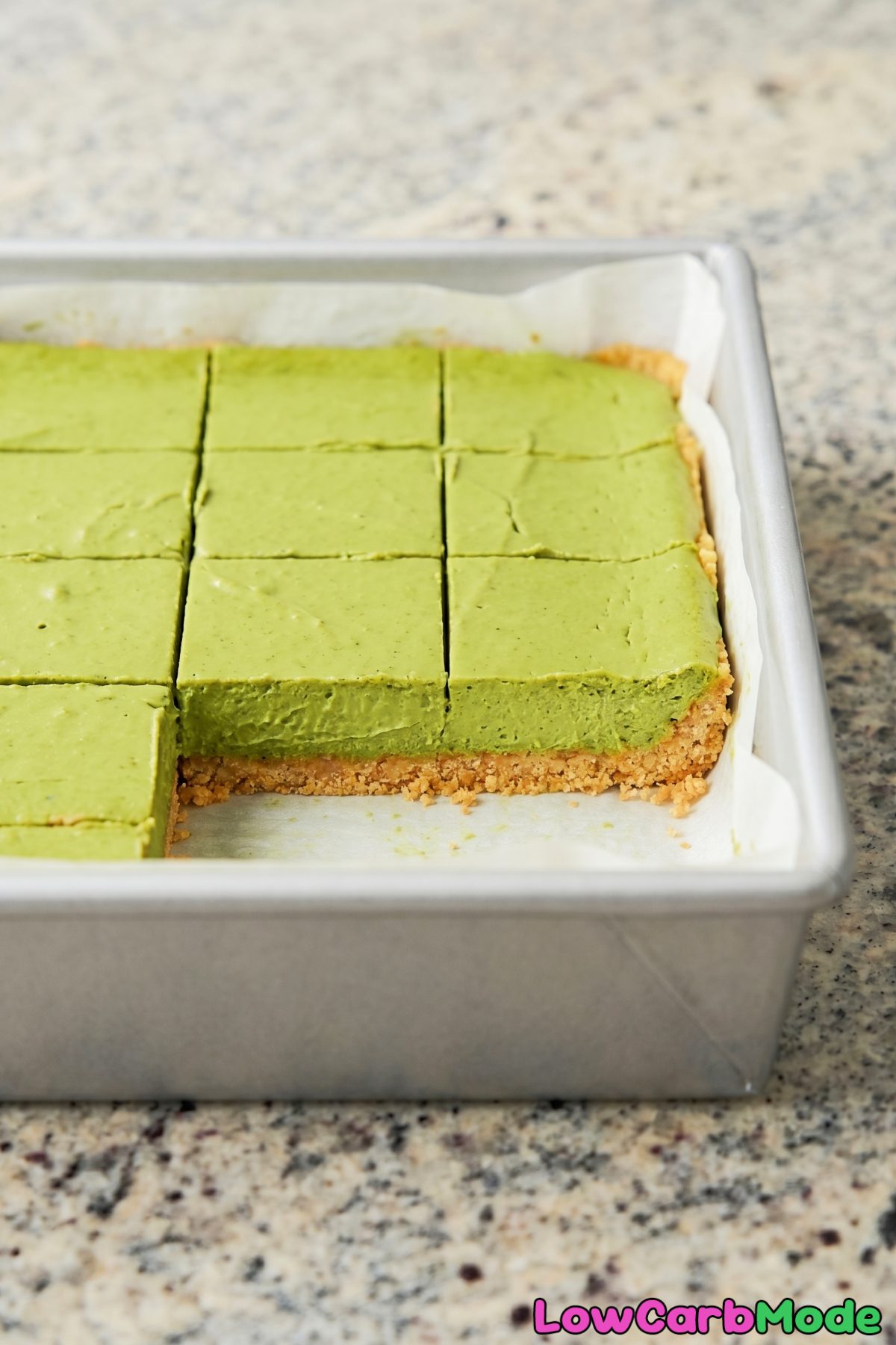 Decadent keto matcha cheesecake bars