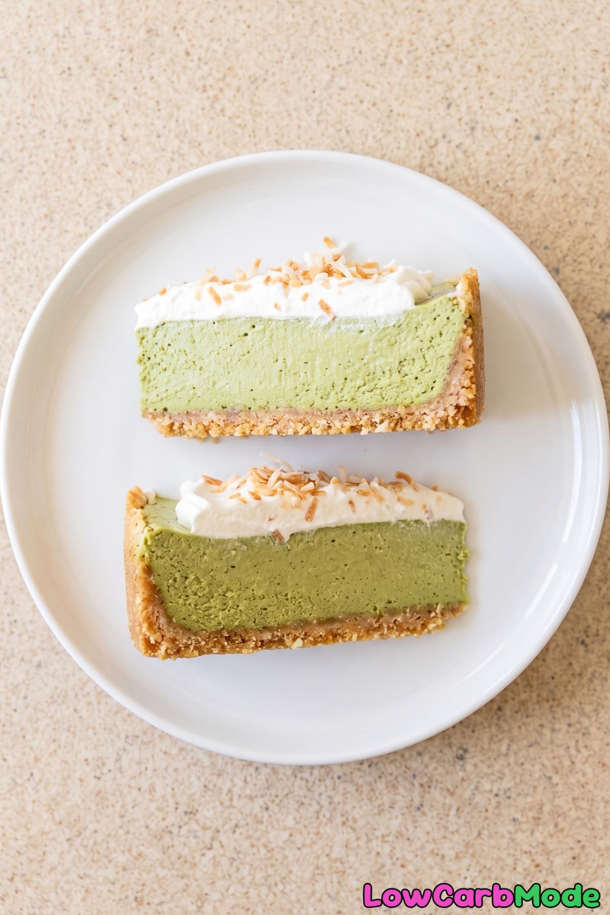 Keto matcha cheesecake with coconut