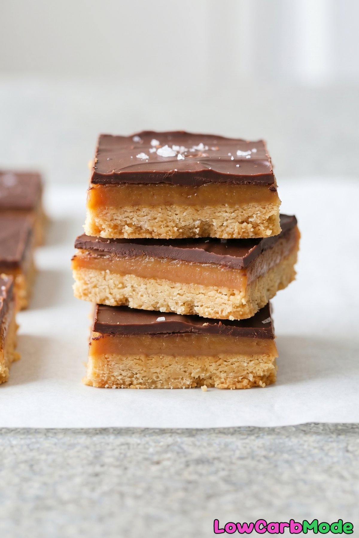 Indulgent keto millionaire shortbread bars