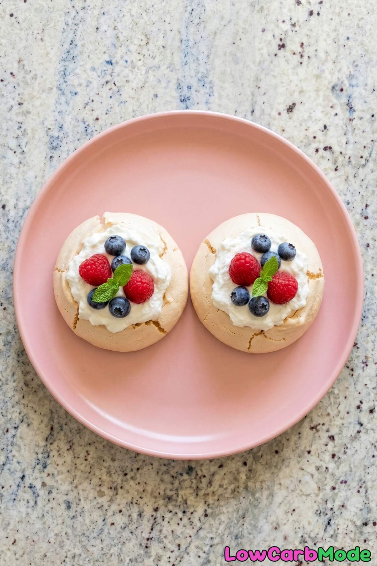 Elegant keto mini pavlovas with berries